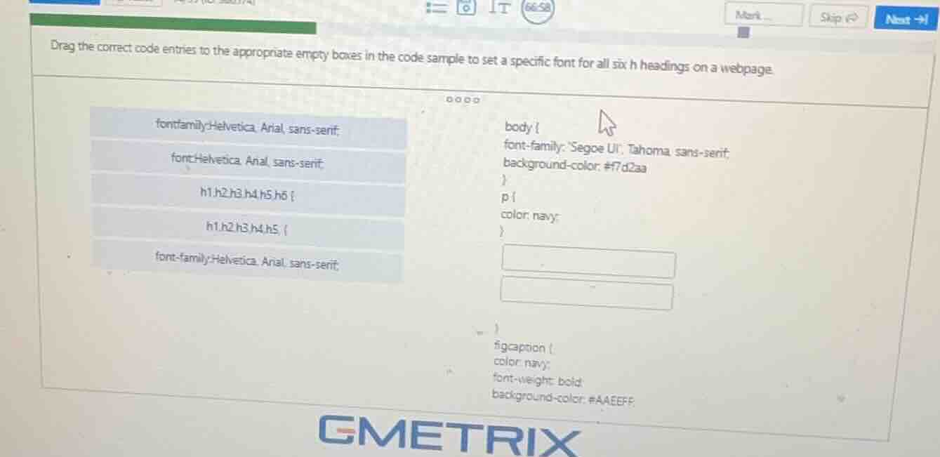 drag the correct code entries to the appropriate empty boxes in the cod…