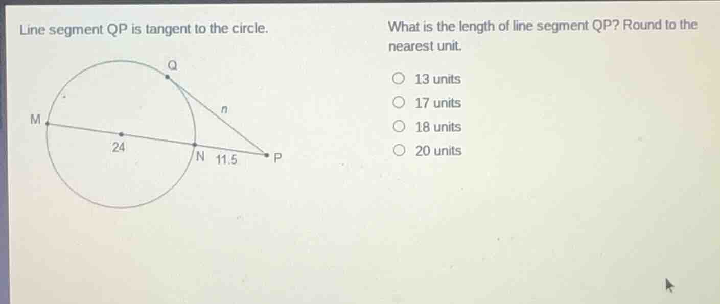 line segment qp is tangent to the circle. what is the length of line se…
