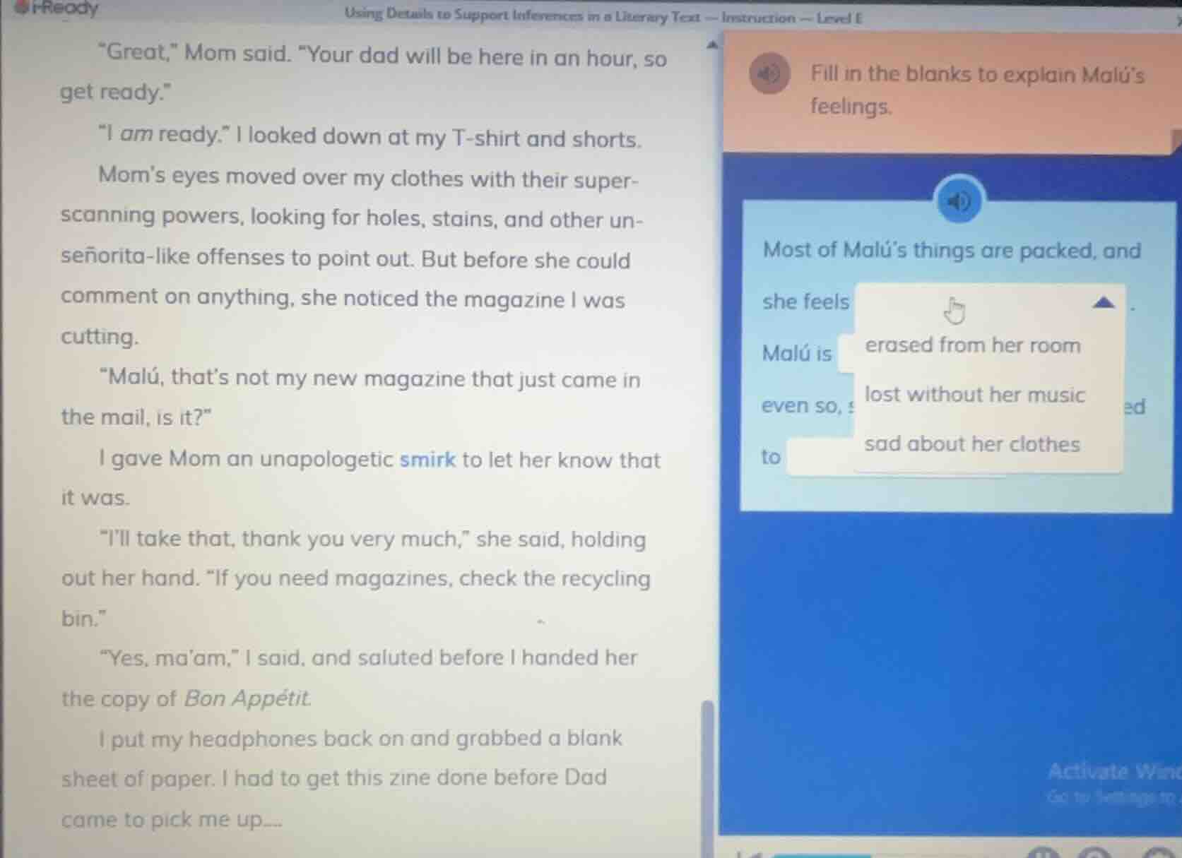 using details to support inferences in a literary text — instruction — …