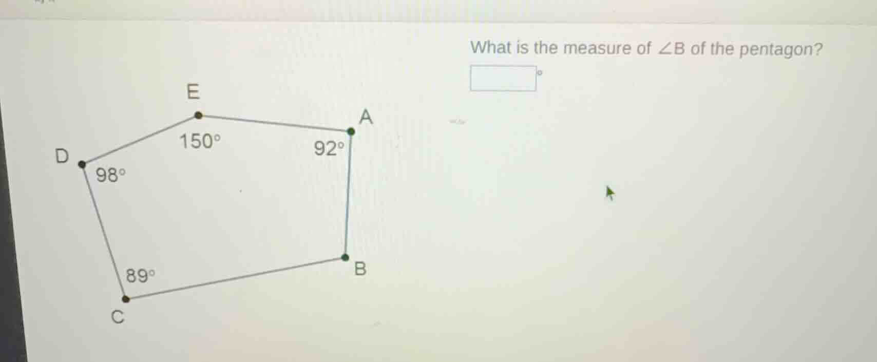 what is the measure of $angle b$ of the pentagon? $square^circ$ the pen…