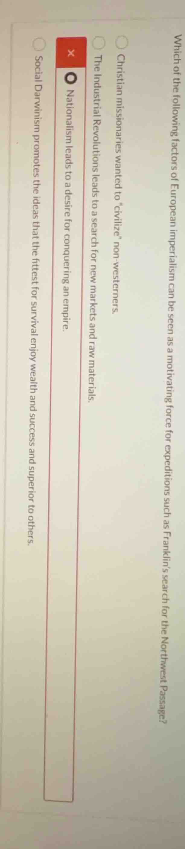 which of the following factors of european imperialism can be seen as a…