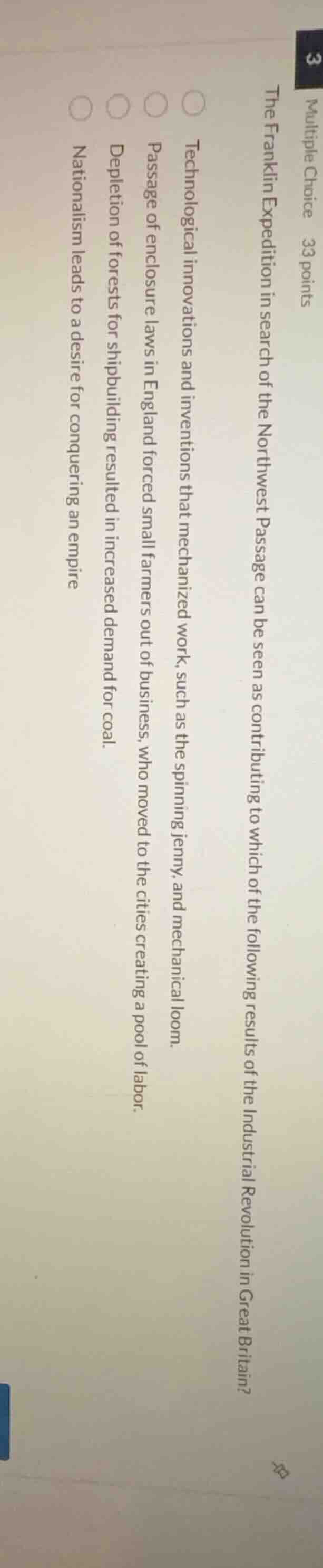 3 multiple choice 33 points the franklin expedition in search of the no…