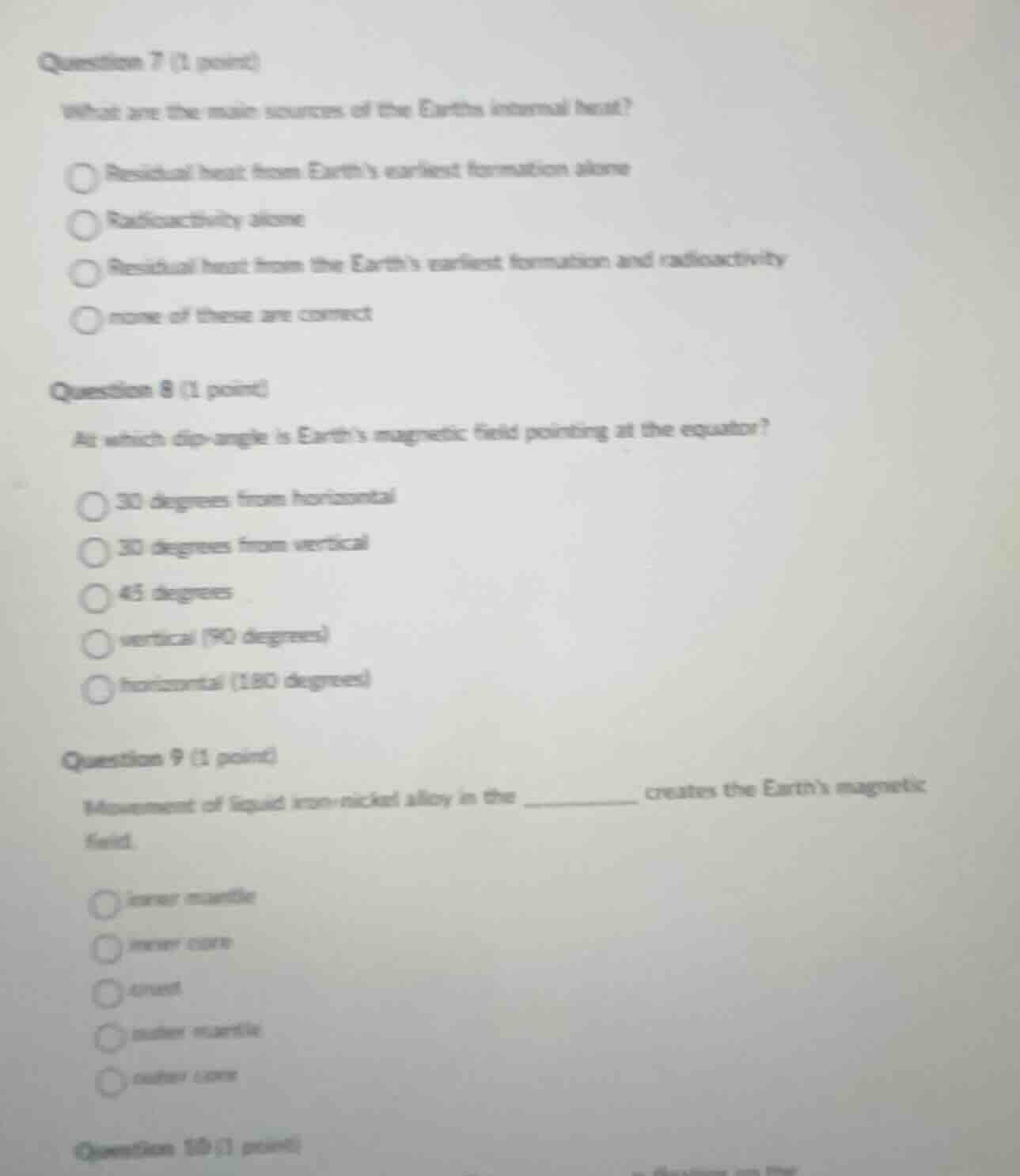 question 7 (1 point)what are the main sources of the earths internal he…