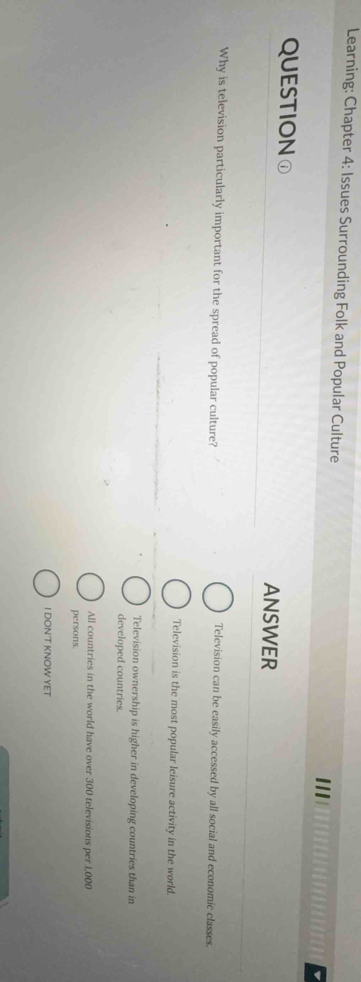 learning: chapter 4: issues surrounding folk and popular culture questi…