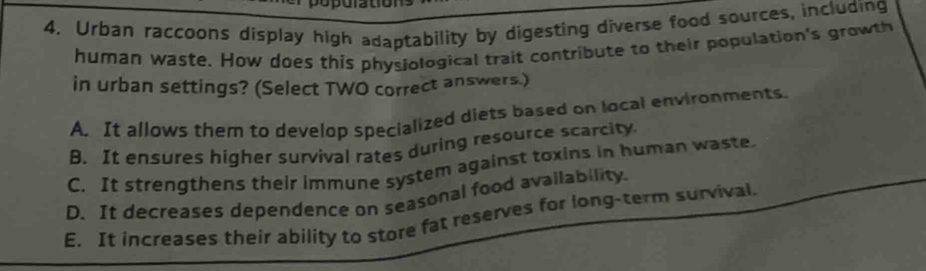 4. urban raccoons display high adaptability by digesting diverse food s…
