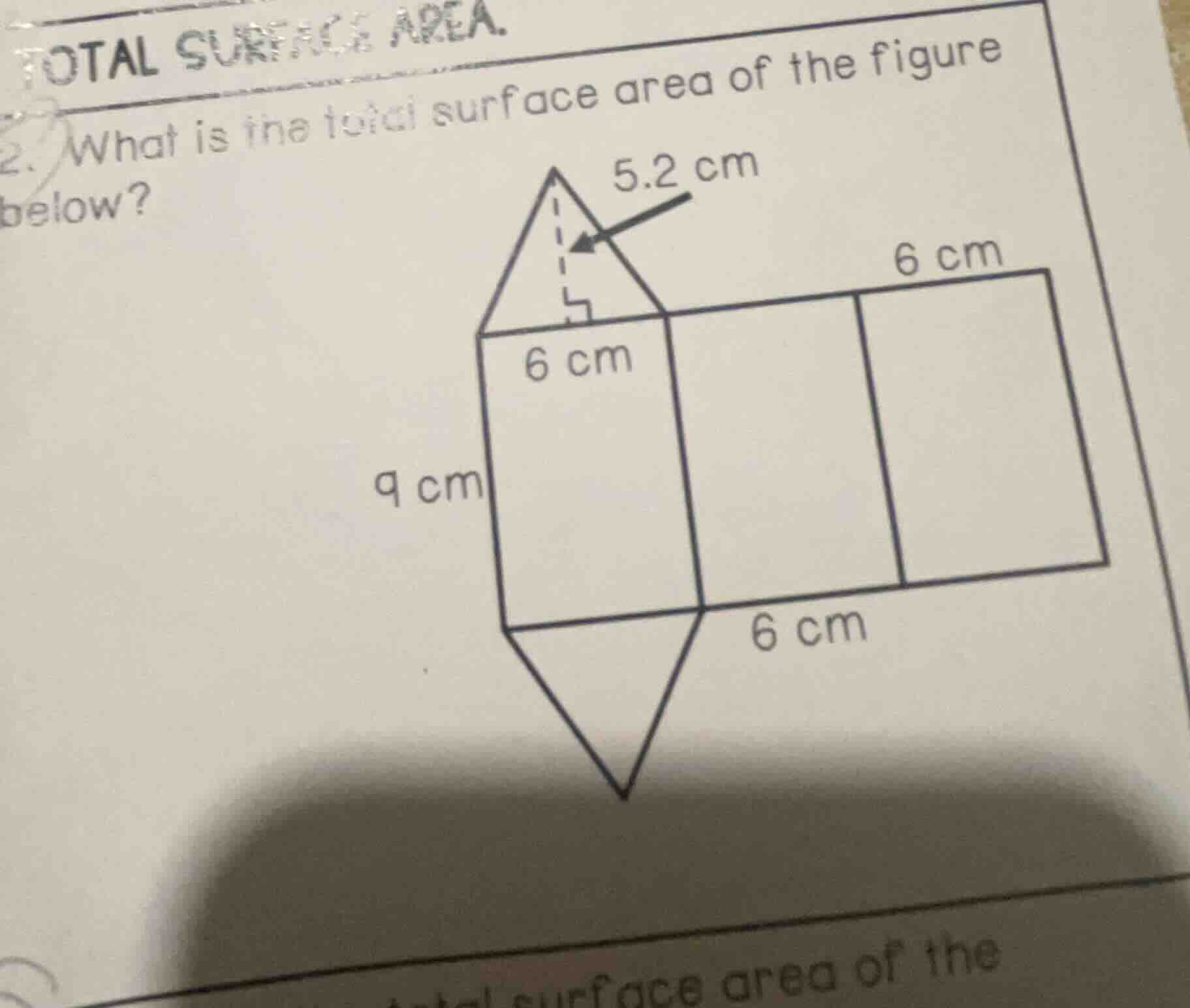 total surface area.2. what is the total surface area of the figure belo…