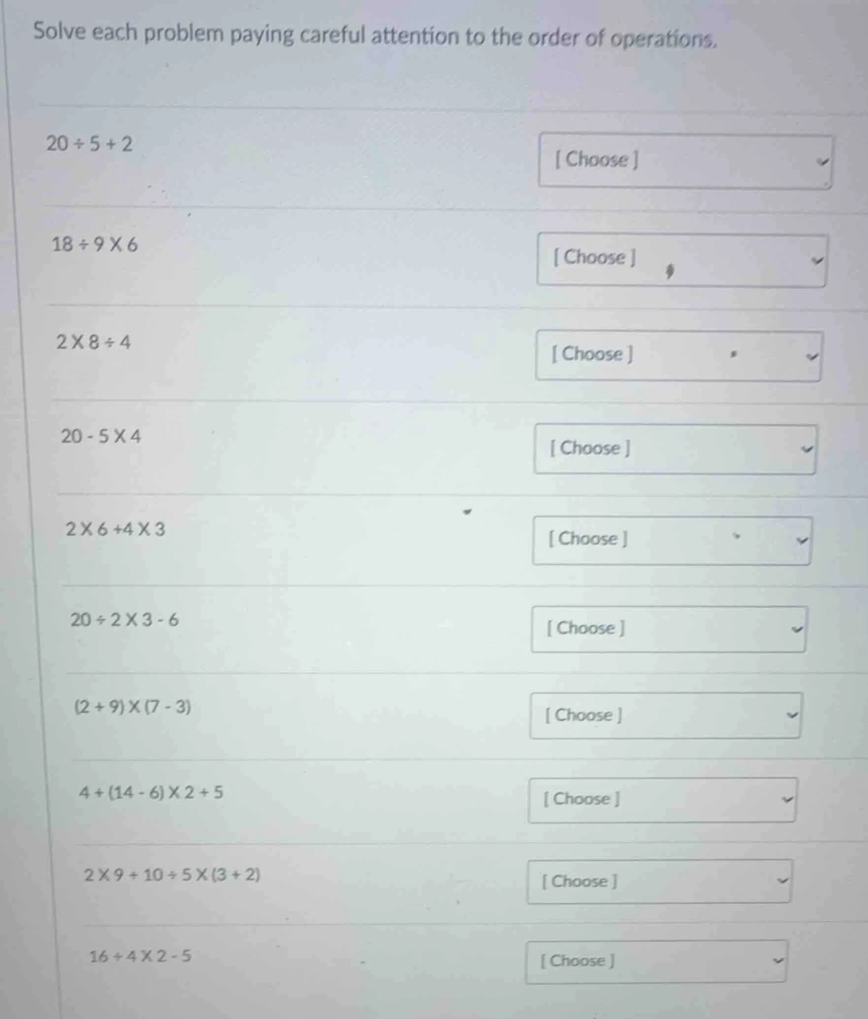 solve each problem paying careful attention to the order of operations.…