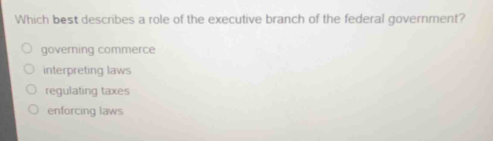 which best describes a role of the executive branch of the federal gove…