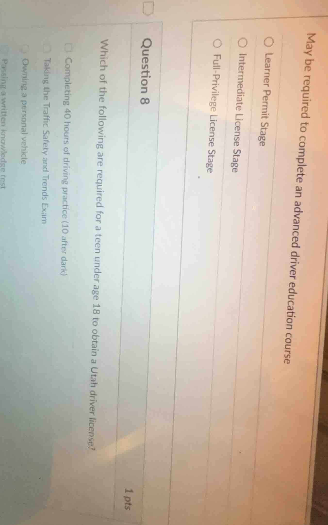 may be required to complete an advanced driver education course○ learne…