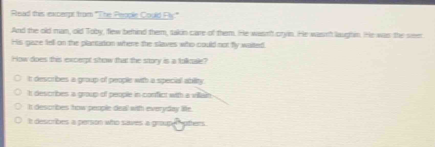 read this excerpt from \the people could fly.\and the old man, old toby…