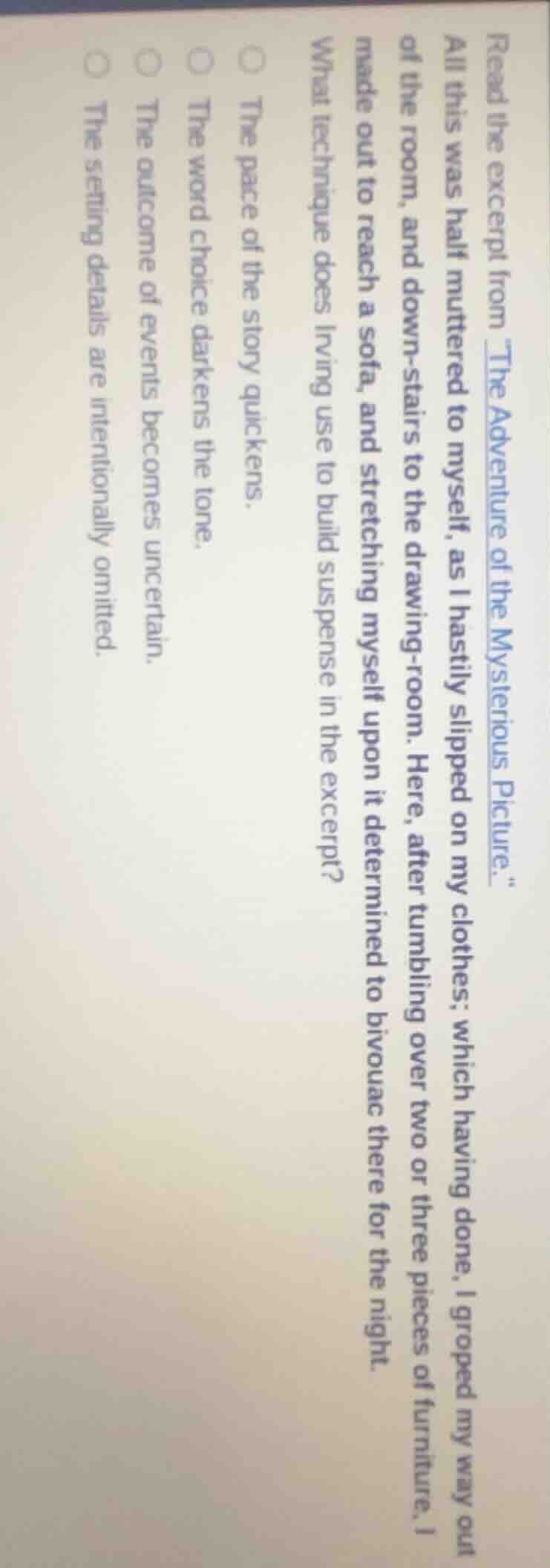 read the excerpt from \the adventure of the mysterious picture.\all thi…