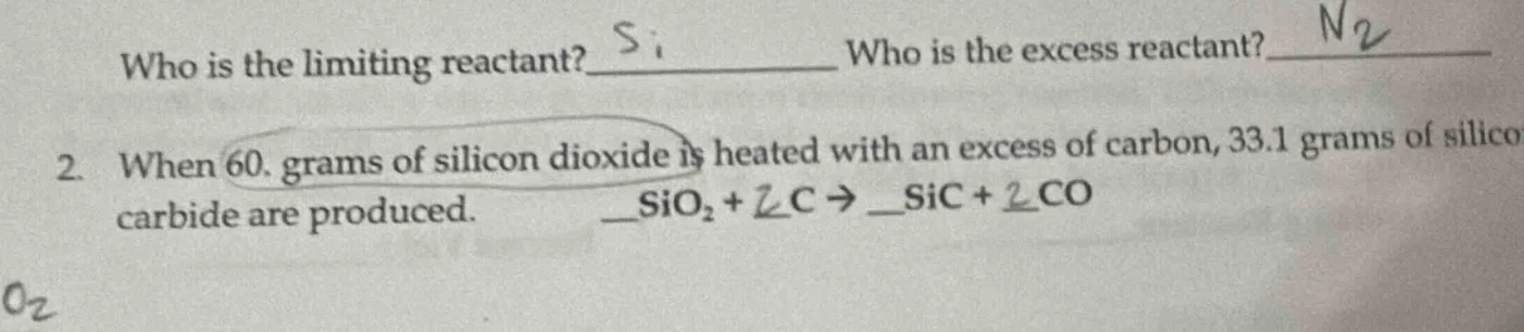 who is the limiting reactant? ______ who is the excess reactant? ______…