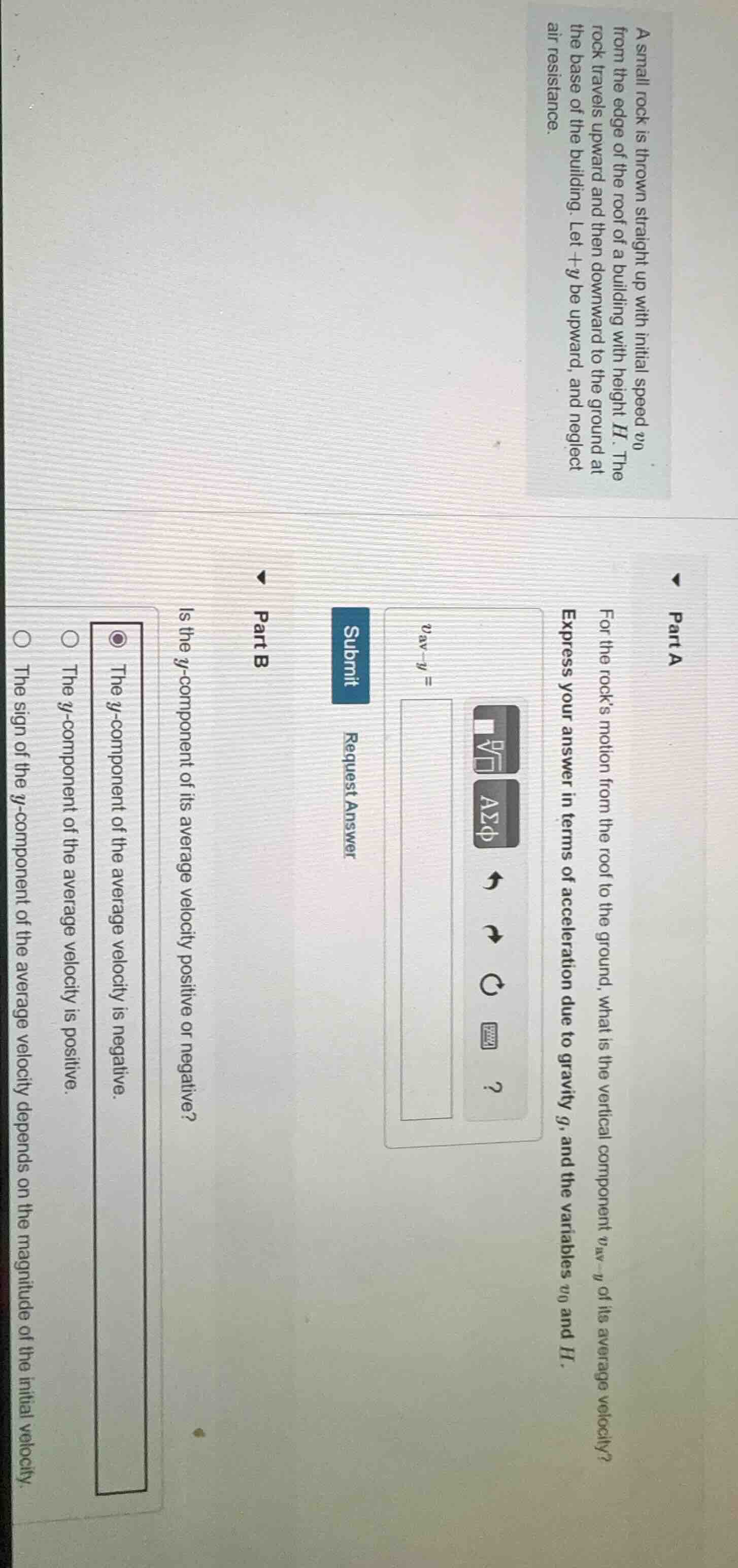 a small rock is thrown straight up with initial speed $v_0$ from the ed…