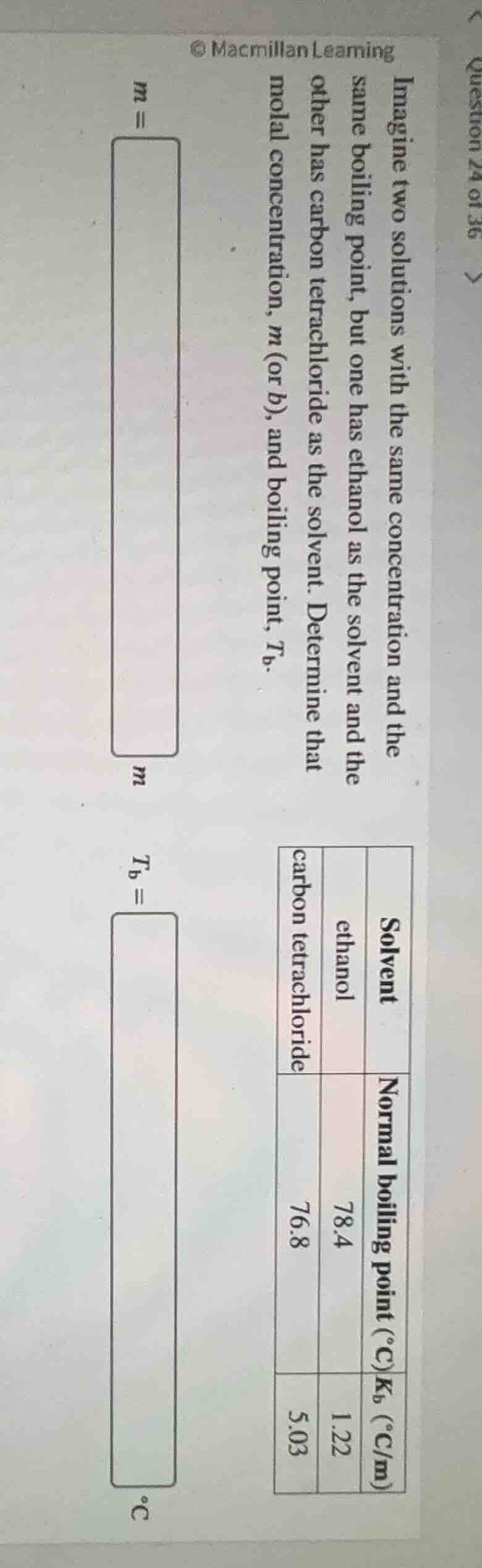 question 24 of 36 > imagine two solutions with the same concentration a…