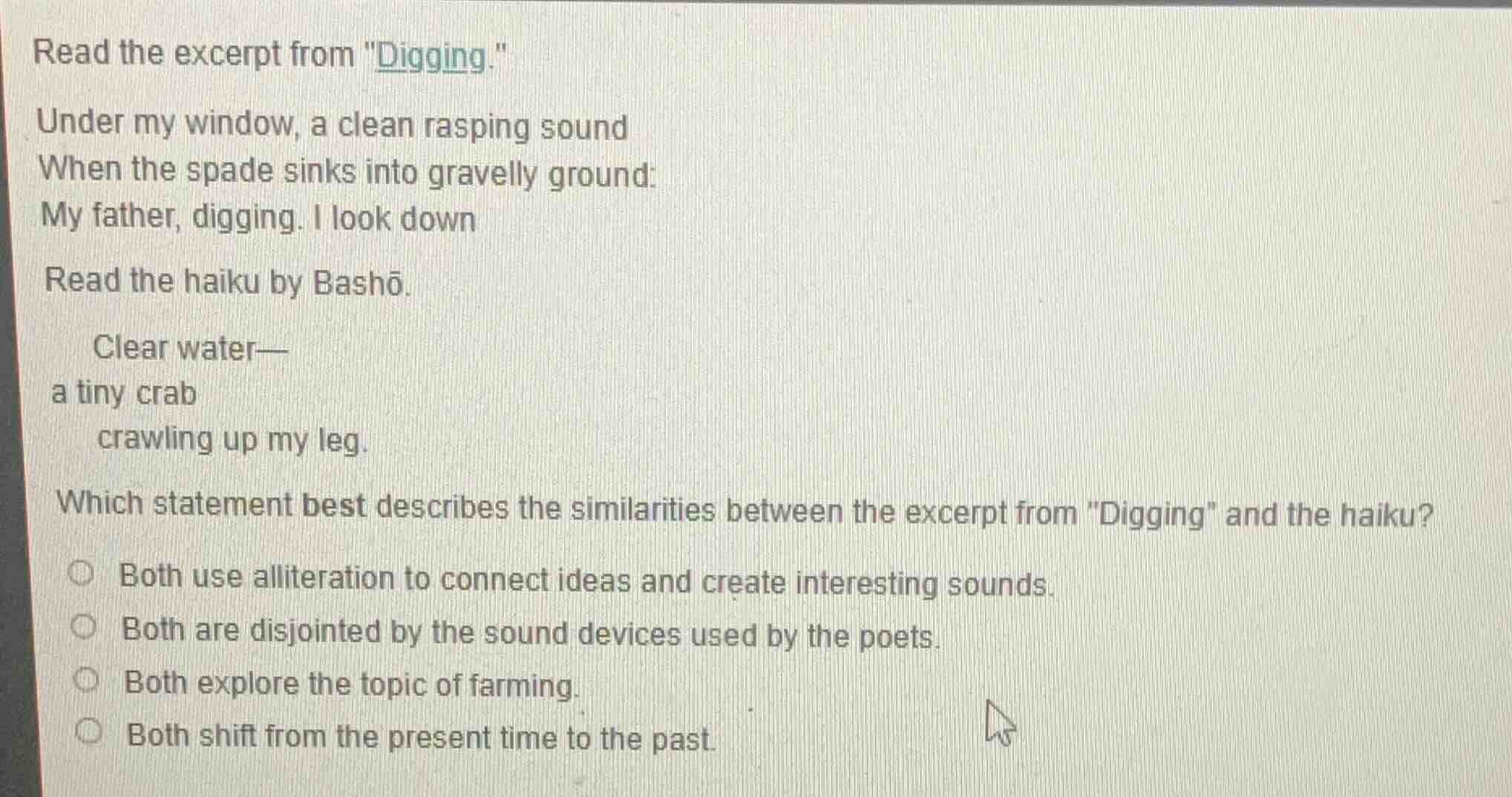 read the excerpt from \digging.\ under my window, a clean rasping sound…