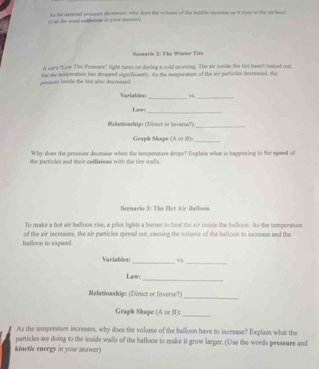 as the external pressure decreases, why does the volume of the bubble i…