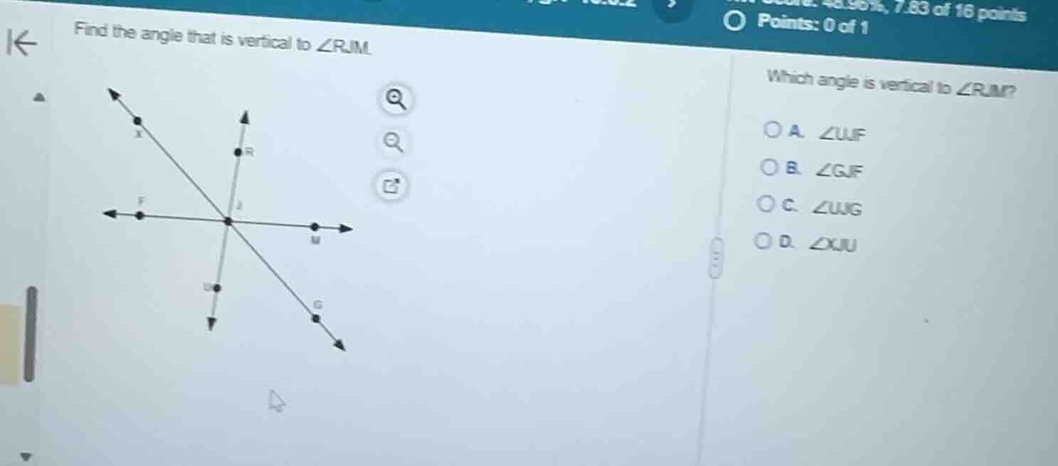 find the angle that is vertical to $\\angle rjm$. which angle is vertic…