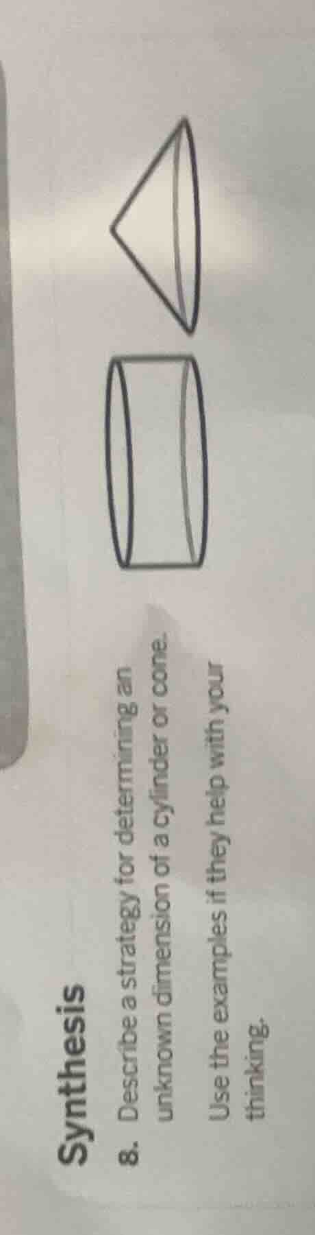 synthesis 8. describe a strategy for determining an unknown dimension o…