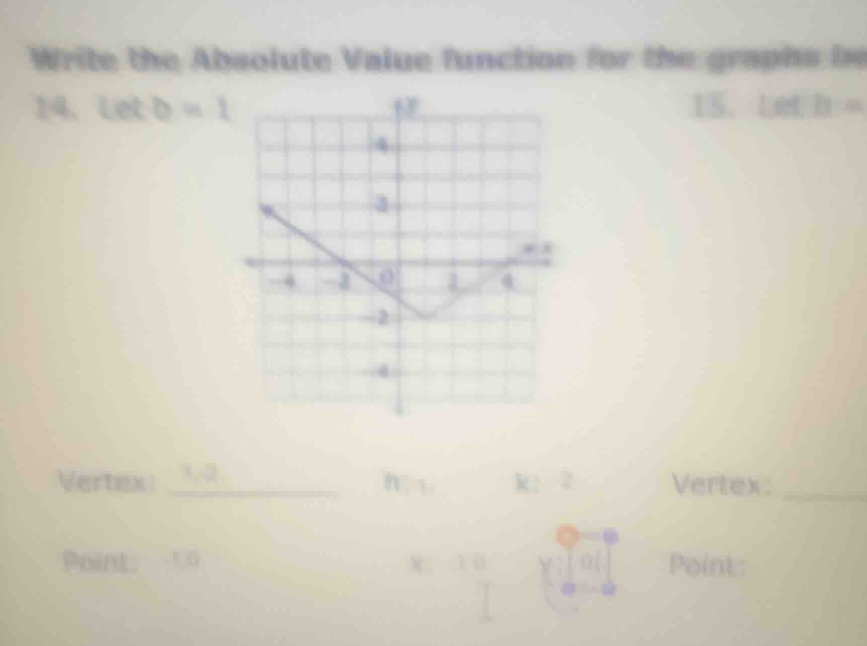 write the absolute value functions for the graph be14. let b = 115. let…