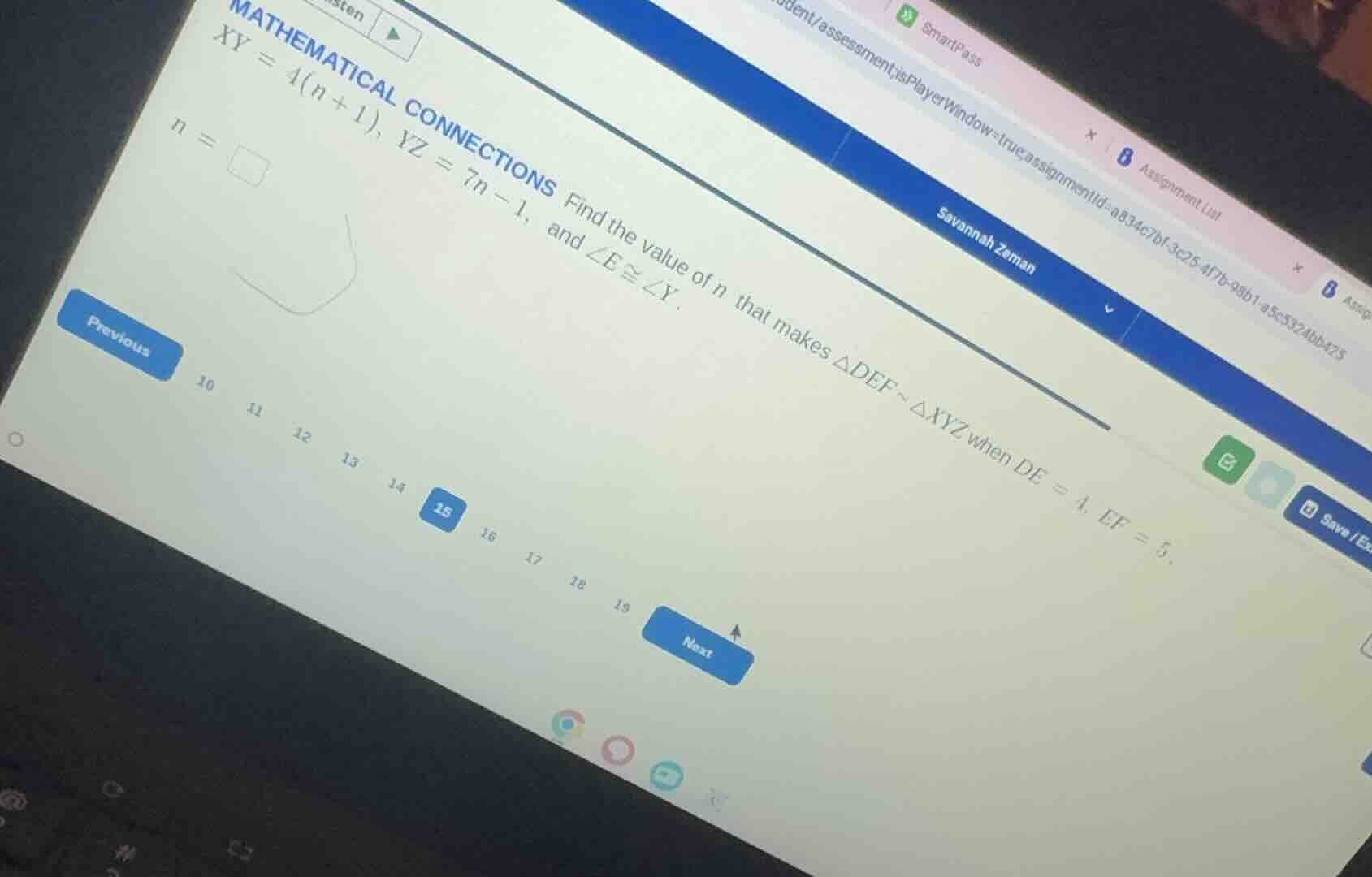 mathematical connections find the value of $n$ that makes $\\triangle d…