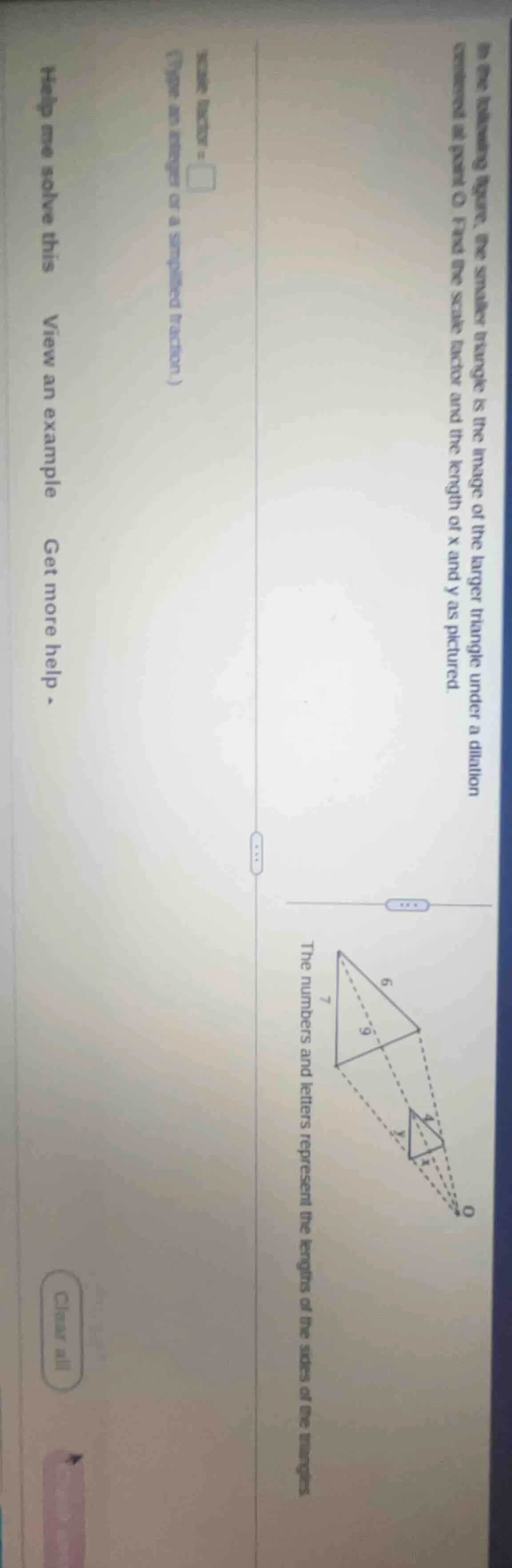 in the following figure, the smaller triangle is the image of the large…