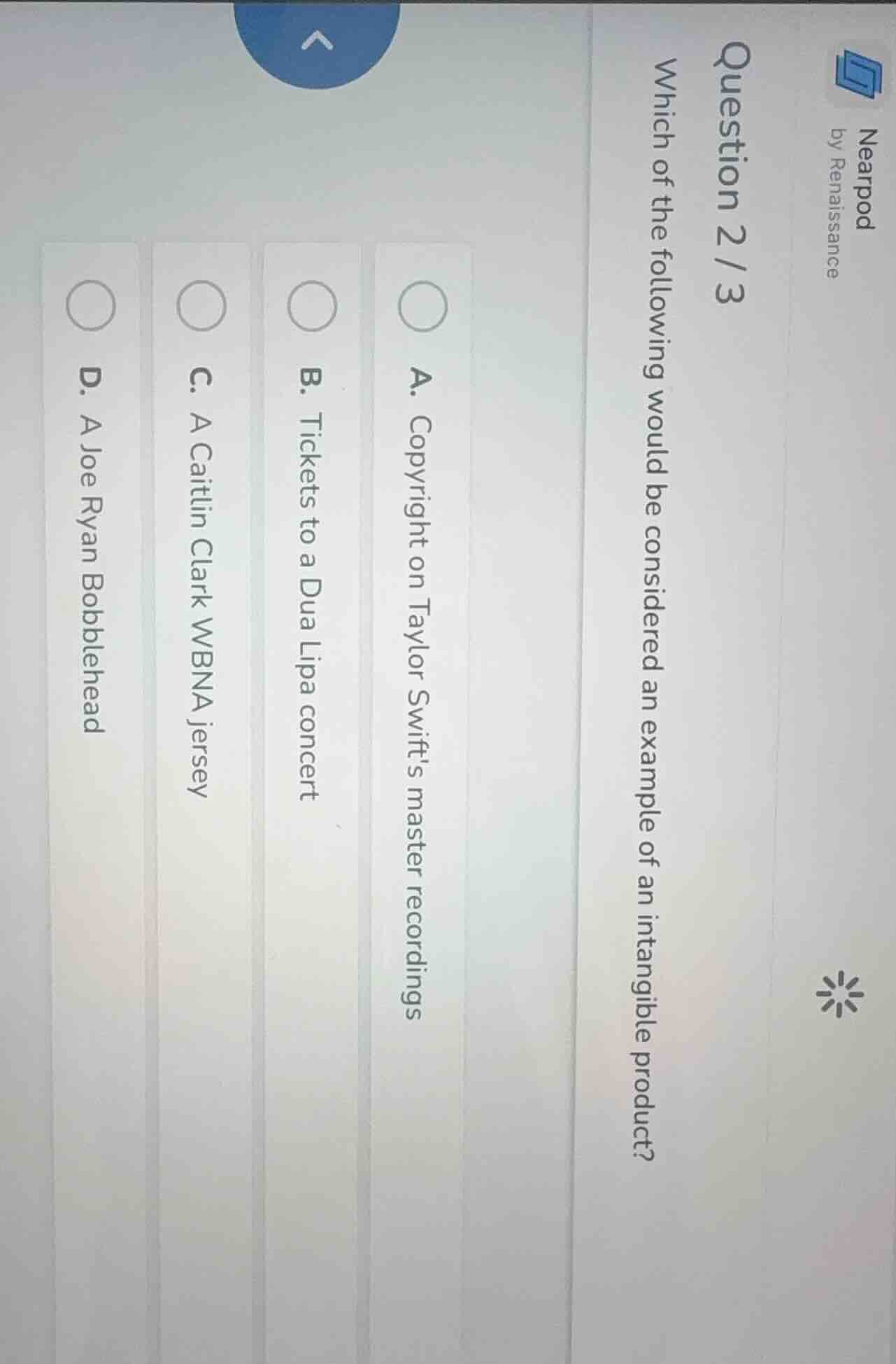 question 2 / 3 which of the following would be considered an example of…