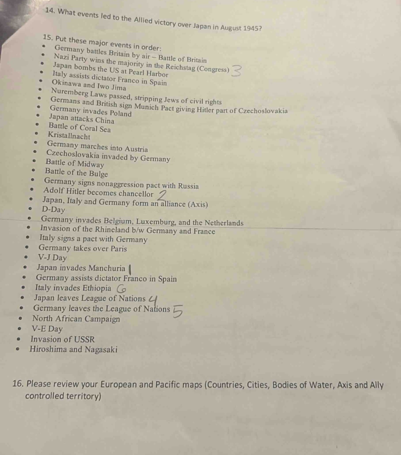 14. what events led to the allied victory over japan in august 1945?15.…