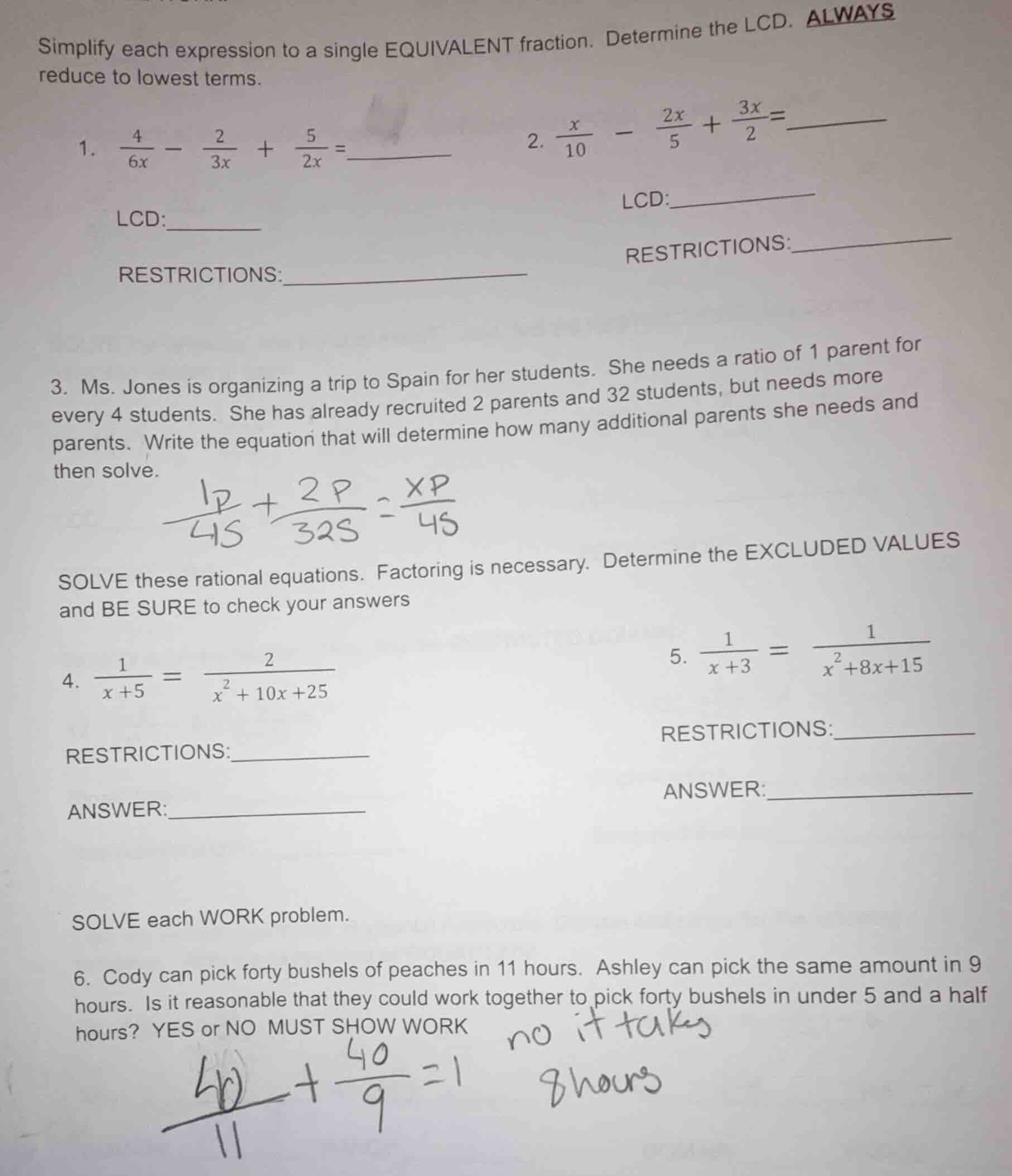 simplify each expression to a single equivalent fraction. determine the…