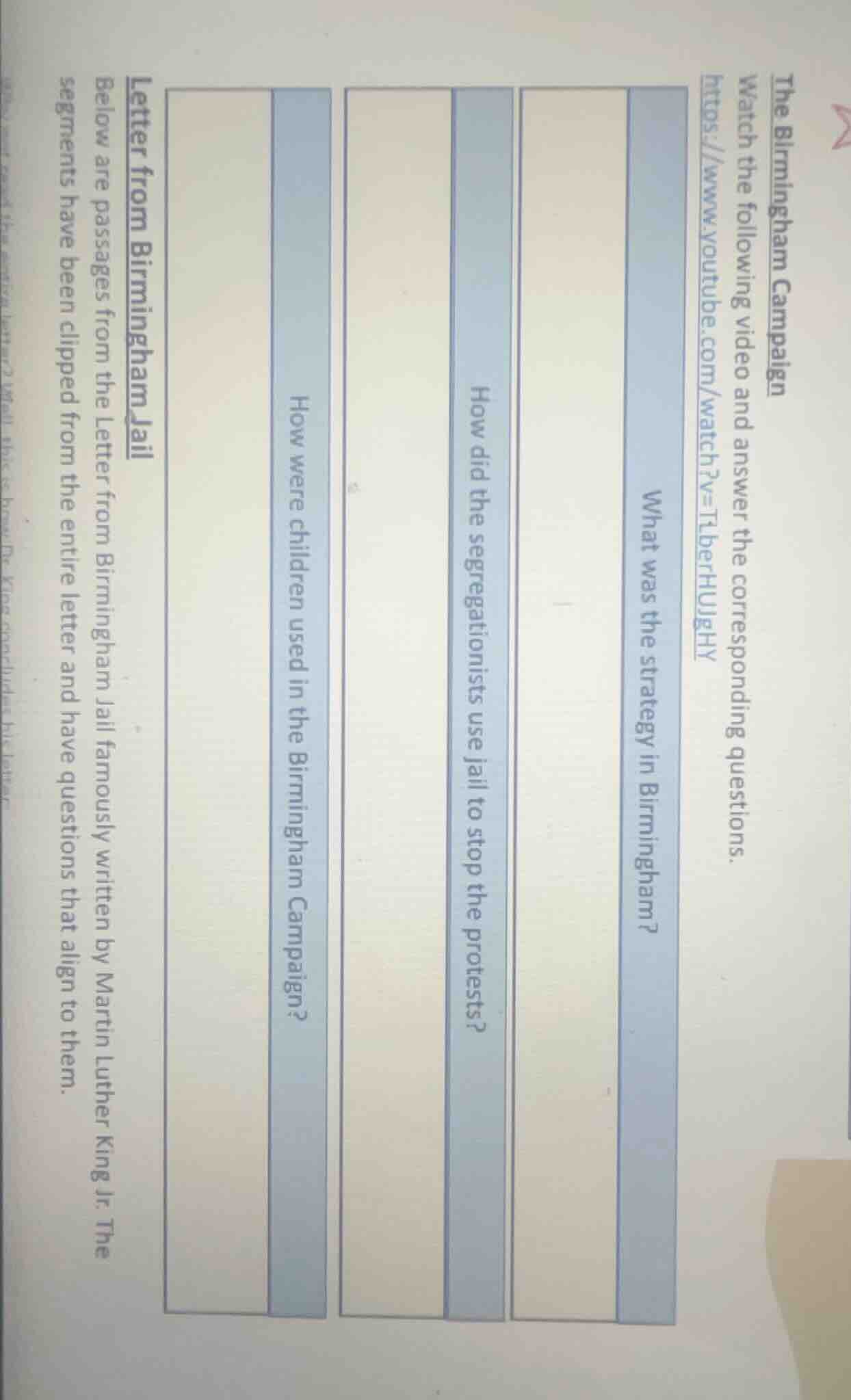 the birmingham campaign watch the following video and answer the corres…