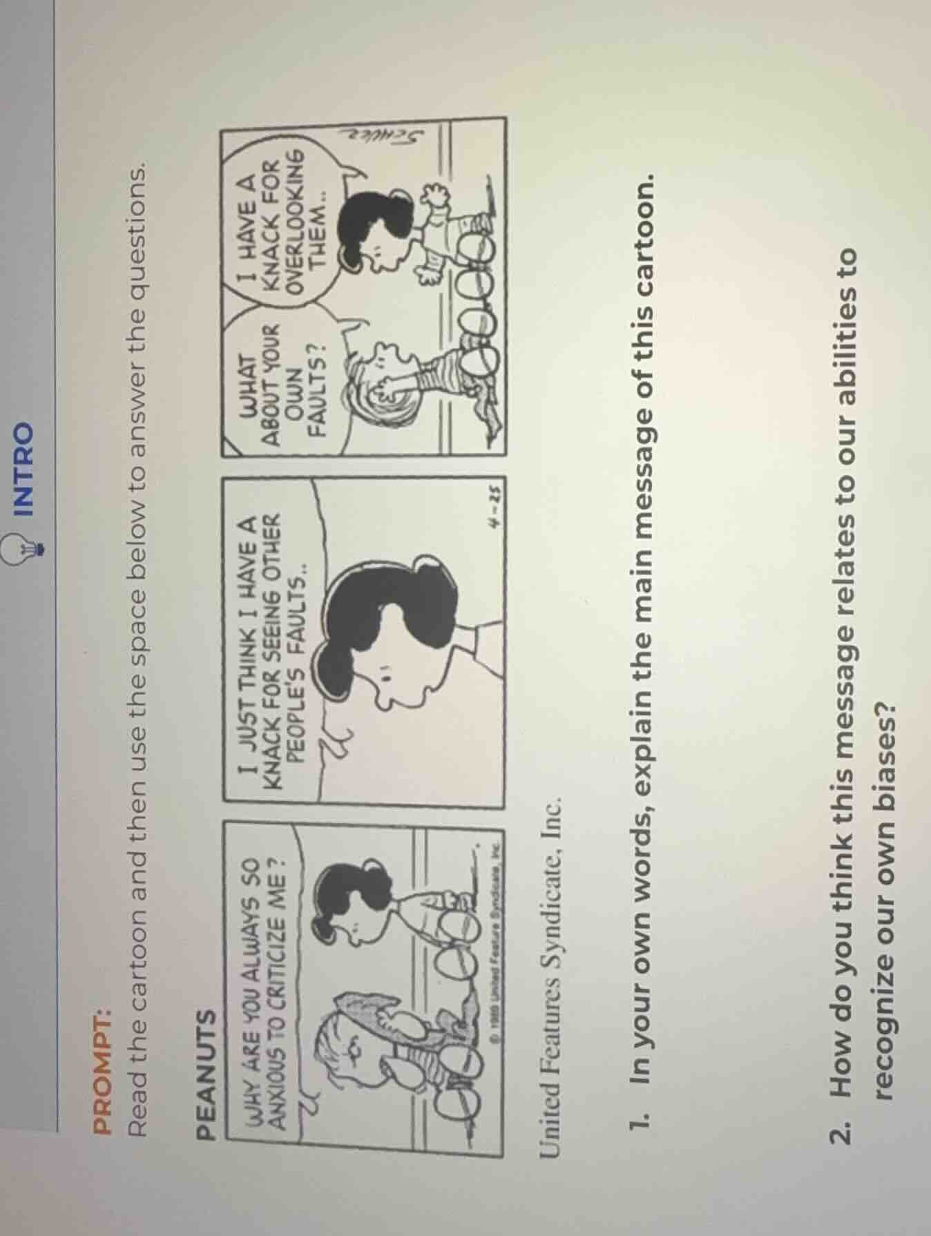 intro prompt: read the cartoon and then use the space below to answer t…