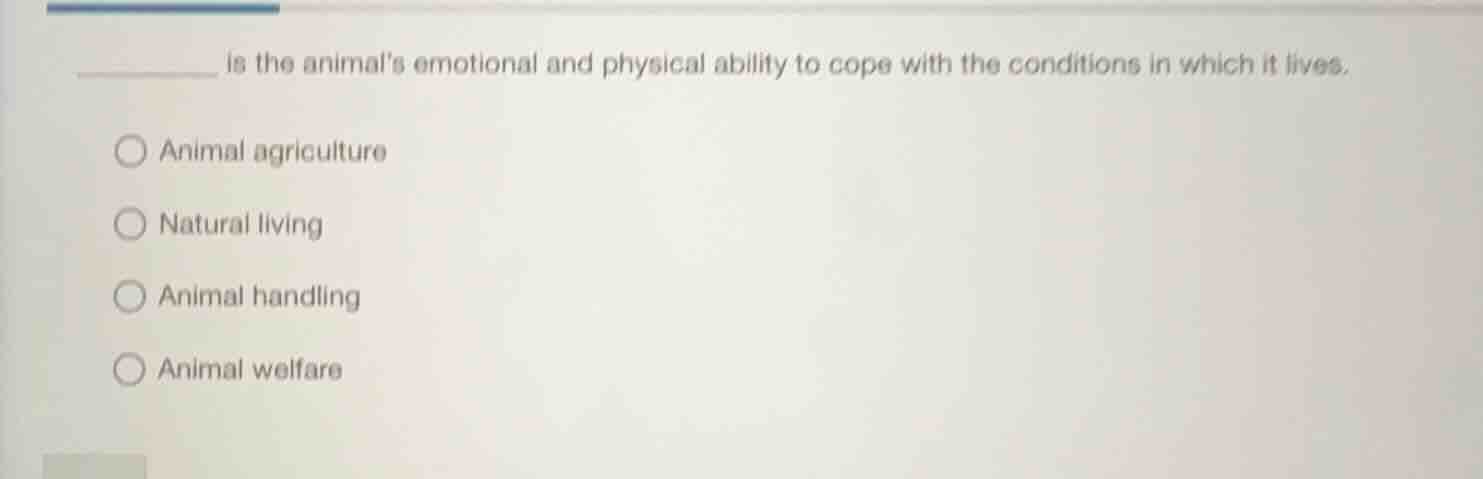 ________ is the animals emotional and physical ability to cope with the…