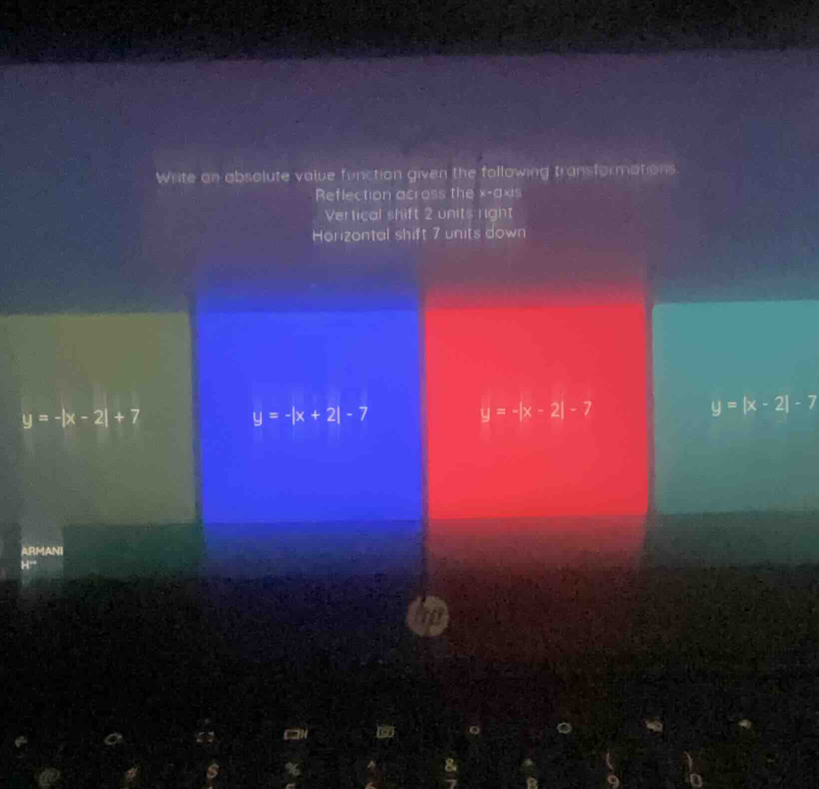 write an absolute value function given the following transformations.re…
