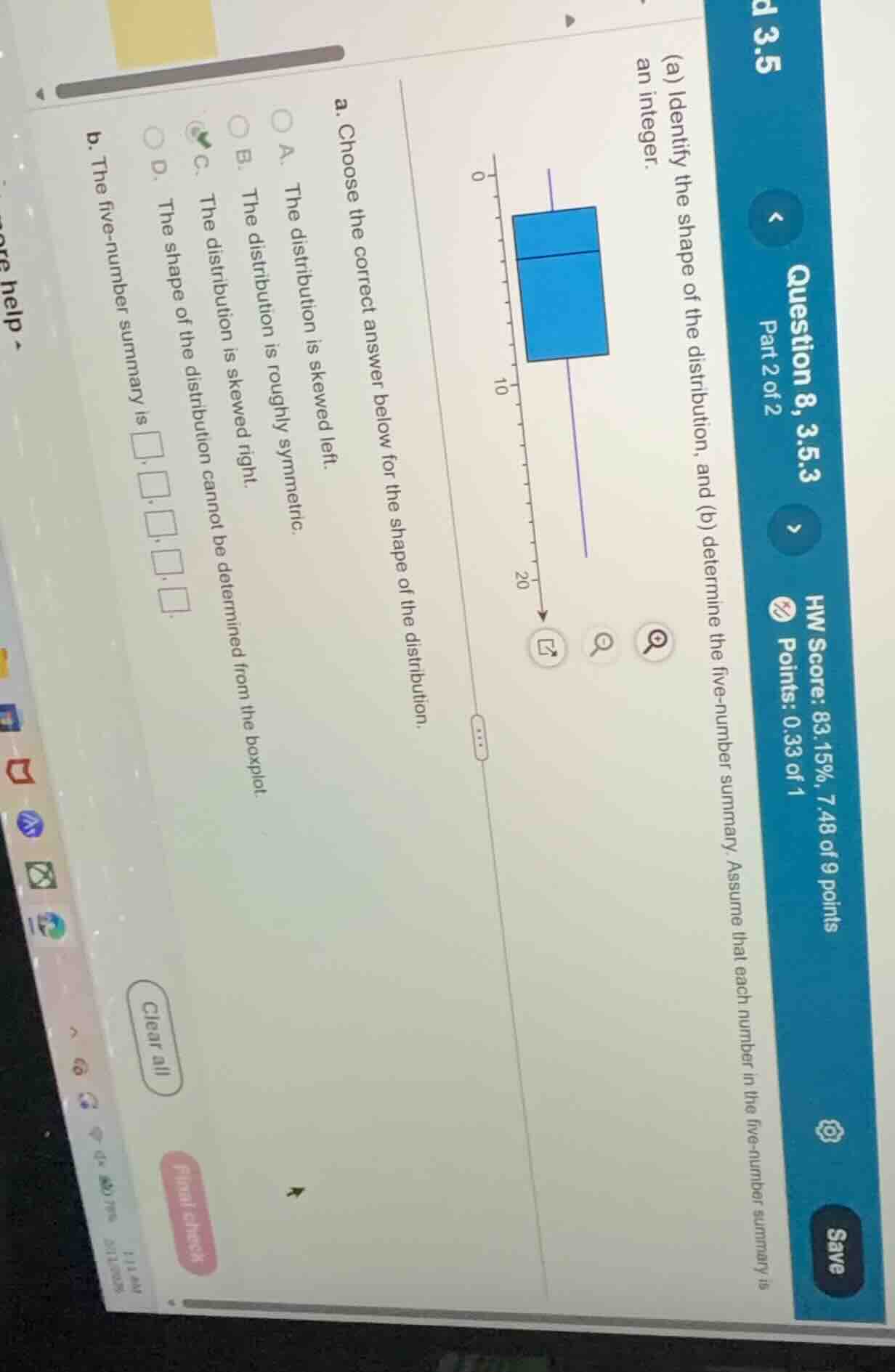 d 3.5 question 8, 3.5.3 part 2 of 2 hw score: 83.15%, 7.48 of 9 points …