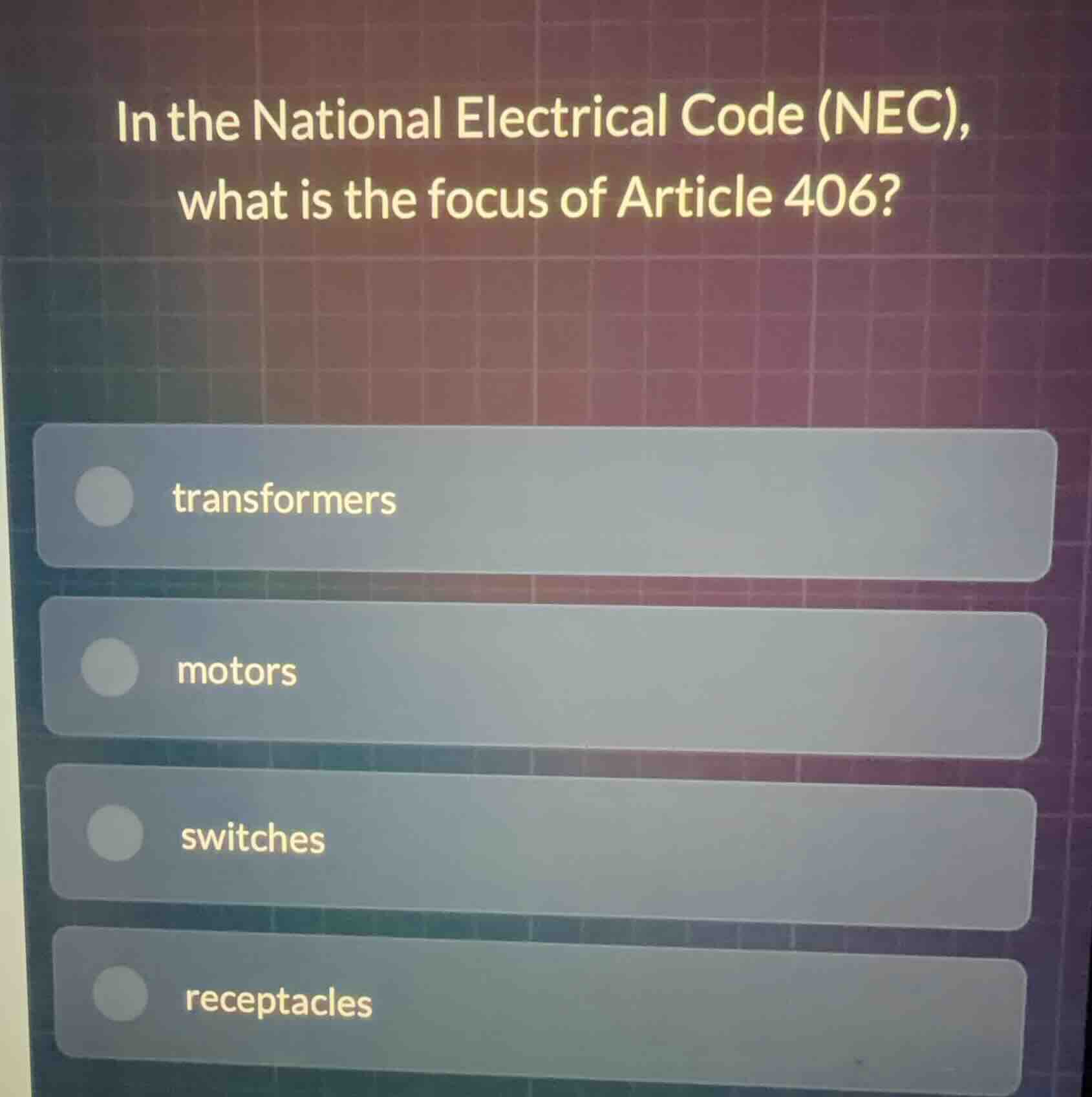 in the national electrical code (nec), what is the focus of article 406…
