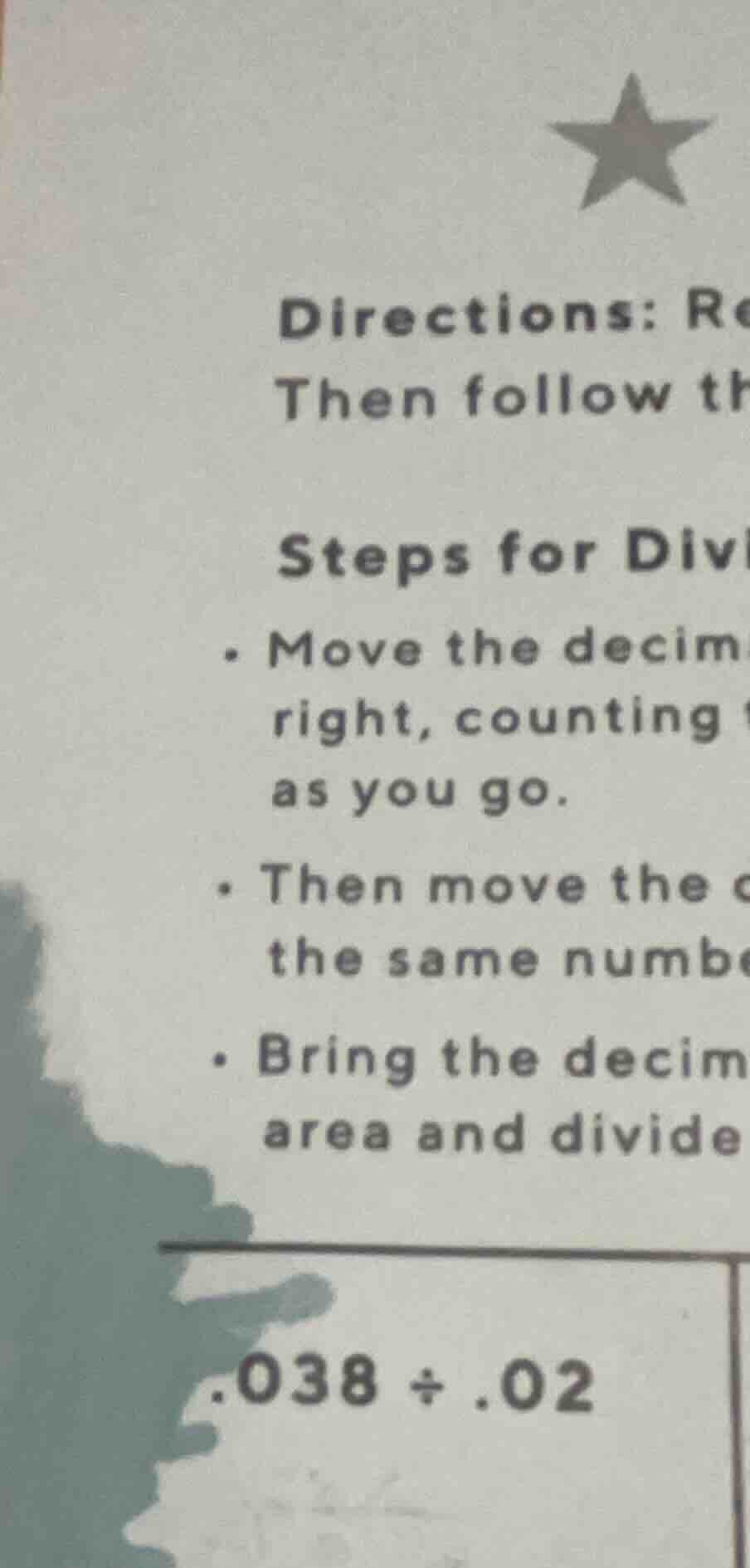 directions: re then follow th steps for divi - move the decim right, co…
