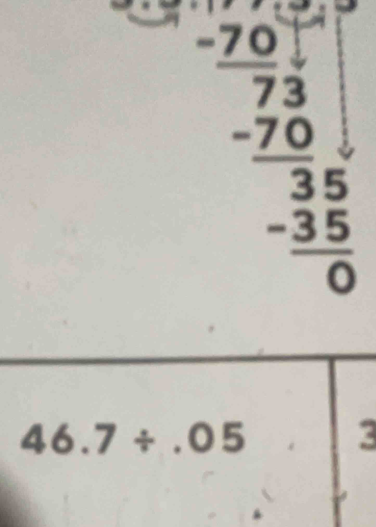 $\\begin{array}{r} \\\\ -70\\\\ \\hline 73\\\\ -70\\\\ \\hline 35\\\\ -…