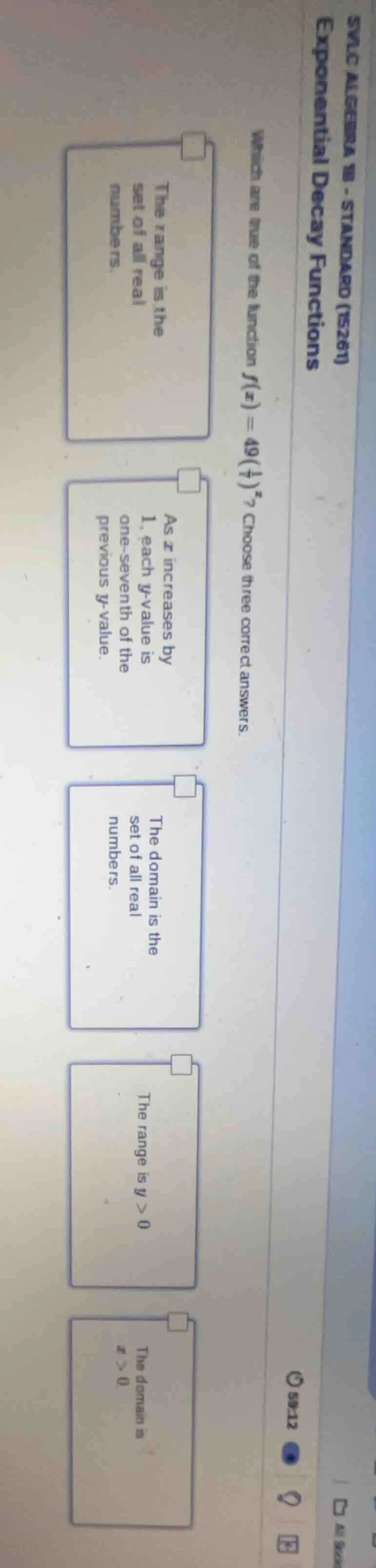 svlc algebra 1b - standard (15261) exponential decay functions which ar…