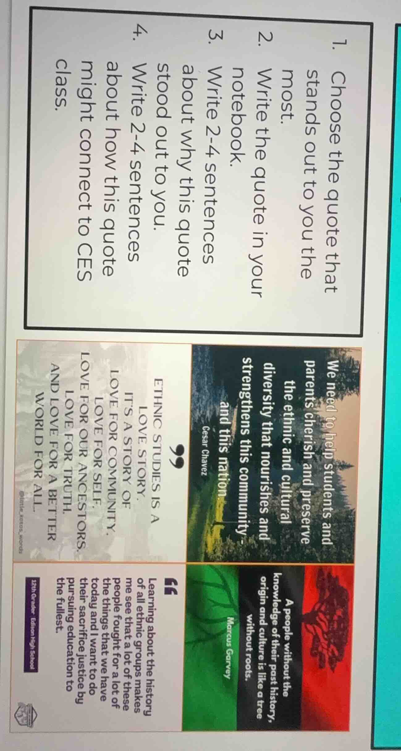 1. choose the quote that stands out to you the most.2. write the quote …