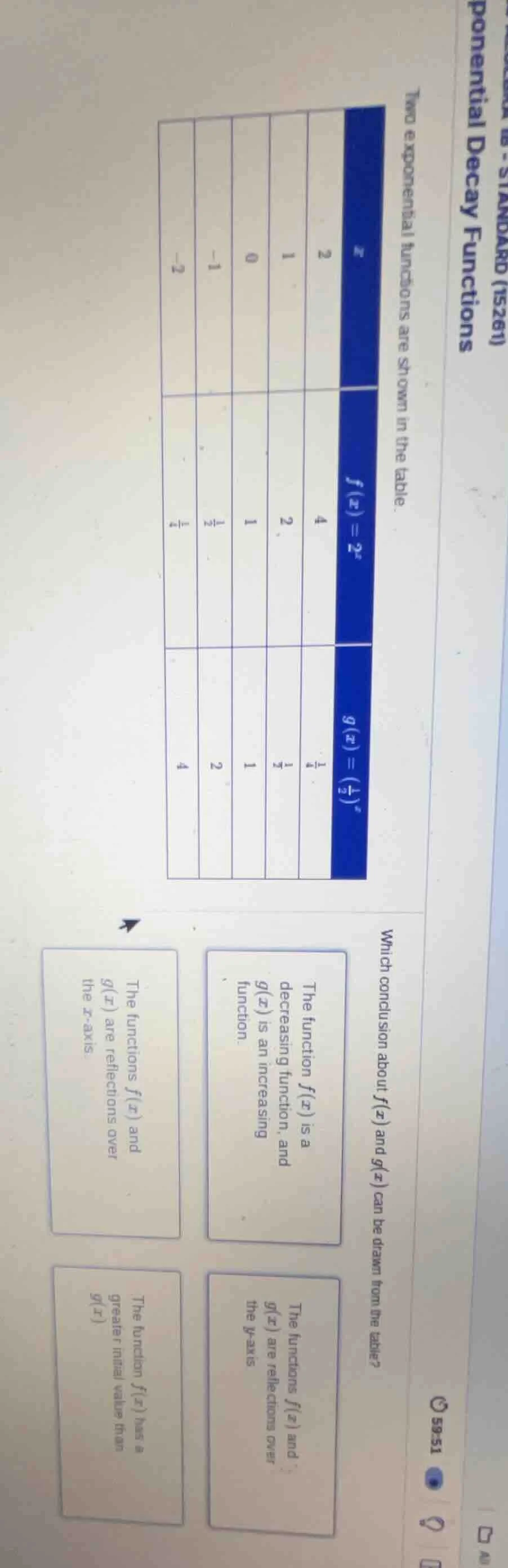 ponential decay functionsstandard (15261)two exponential functions are …