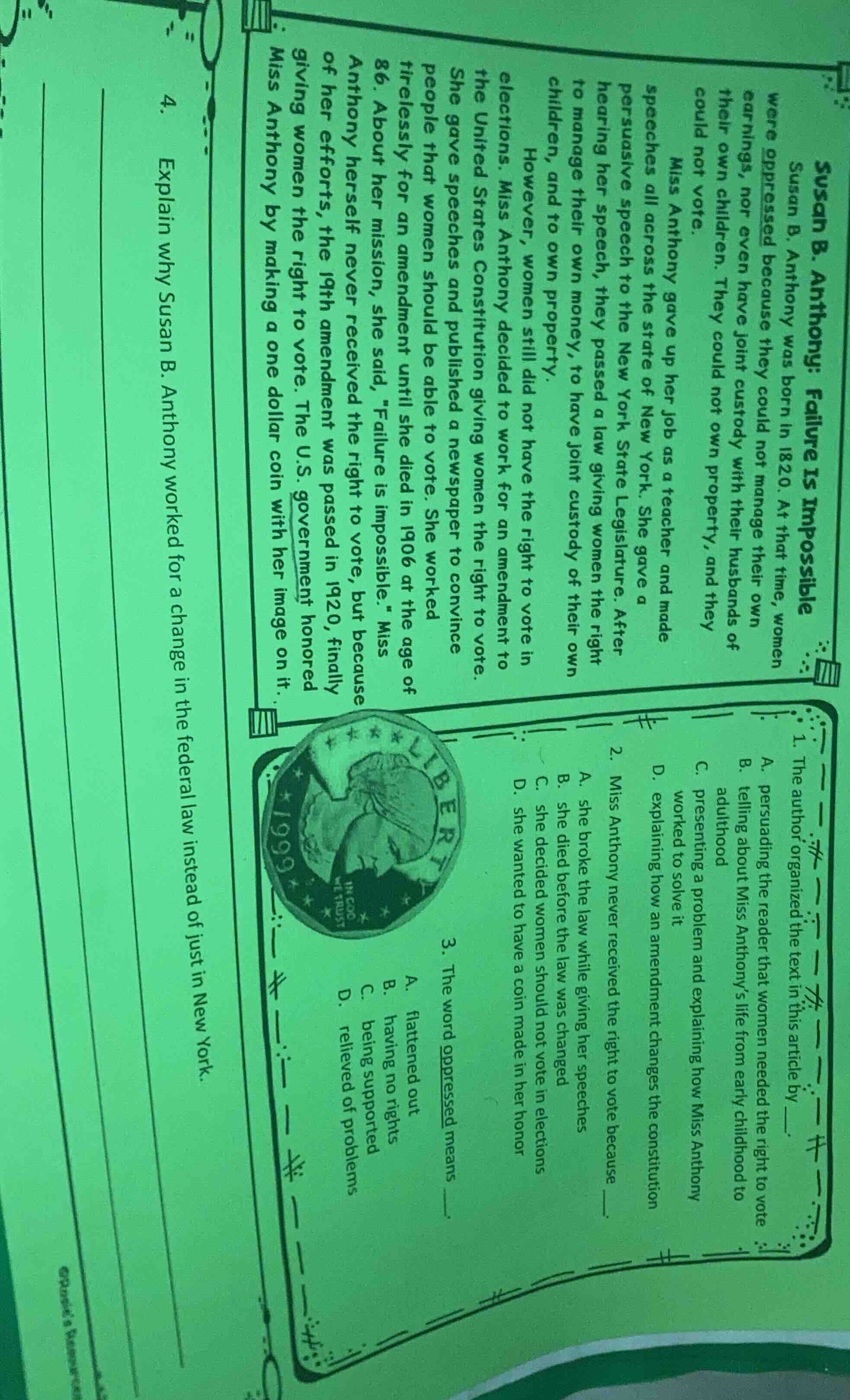 susan b. anthony: failure is impossiblesusan b. anthony was born in 182…