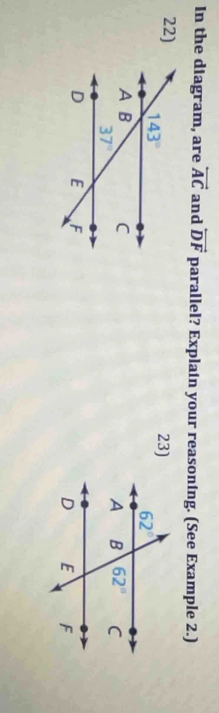 22) in the diagram, are $overleftrightarrow{ac}$ and $overleftrightarro…