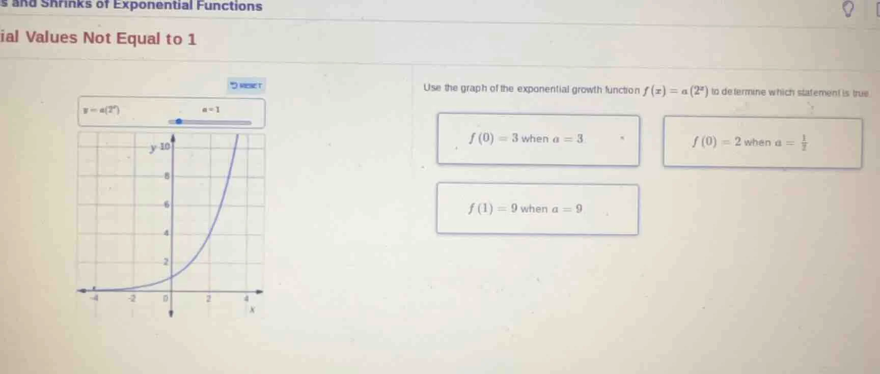 s and shrinks of exponential functions ial values not equal to 1 use th…