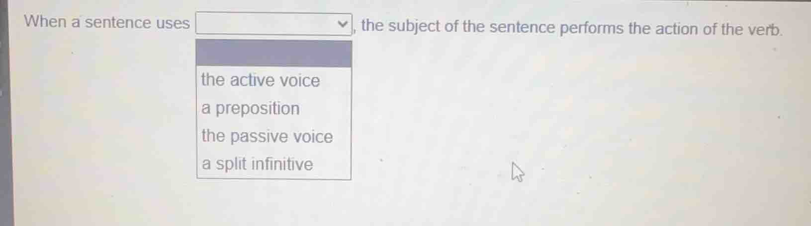 when a sentence uses ▼, the subject of the sentence performs the action…