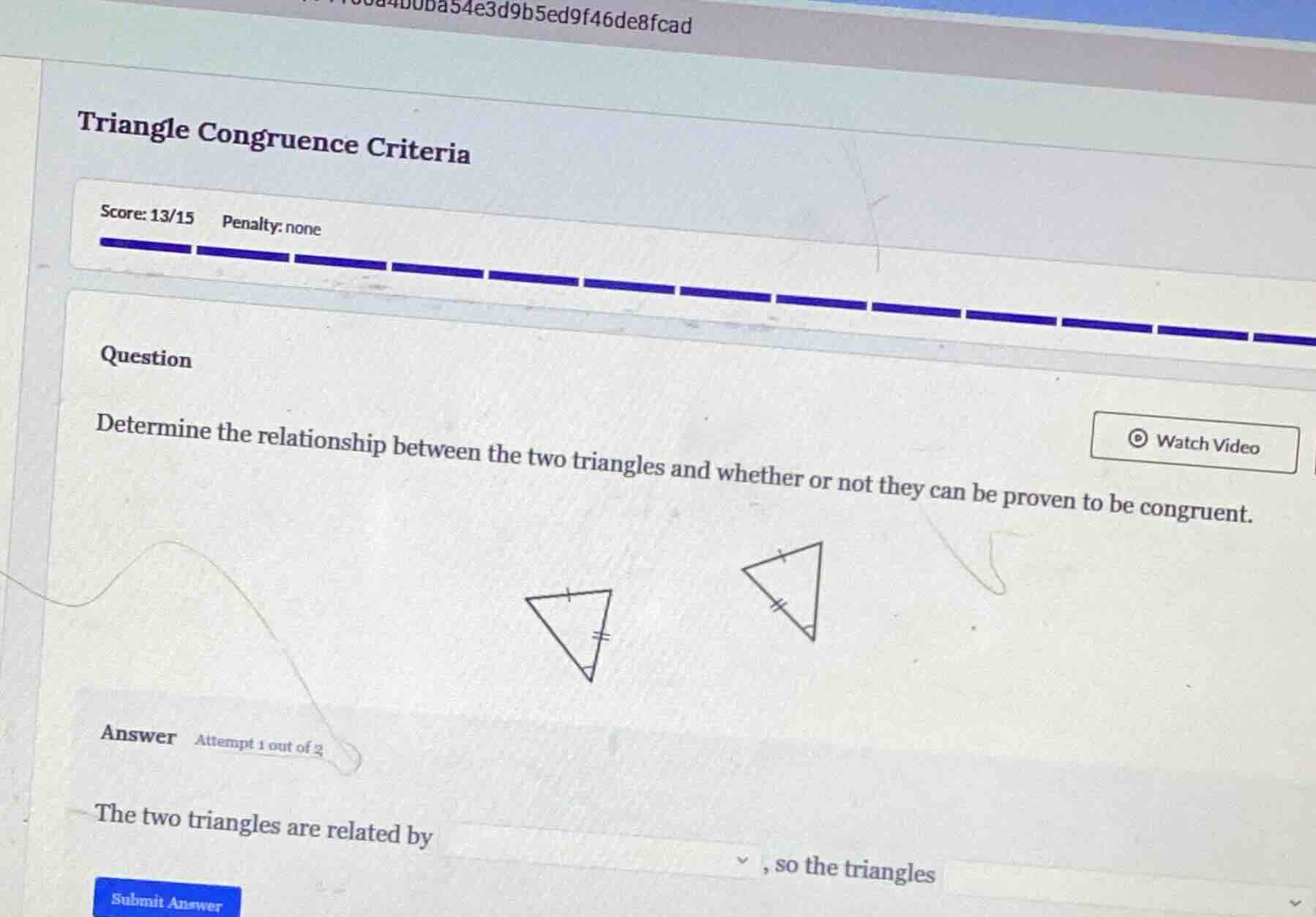 triangle congruence criteria score: 13/15 penalty: none question determ…