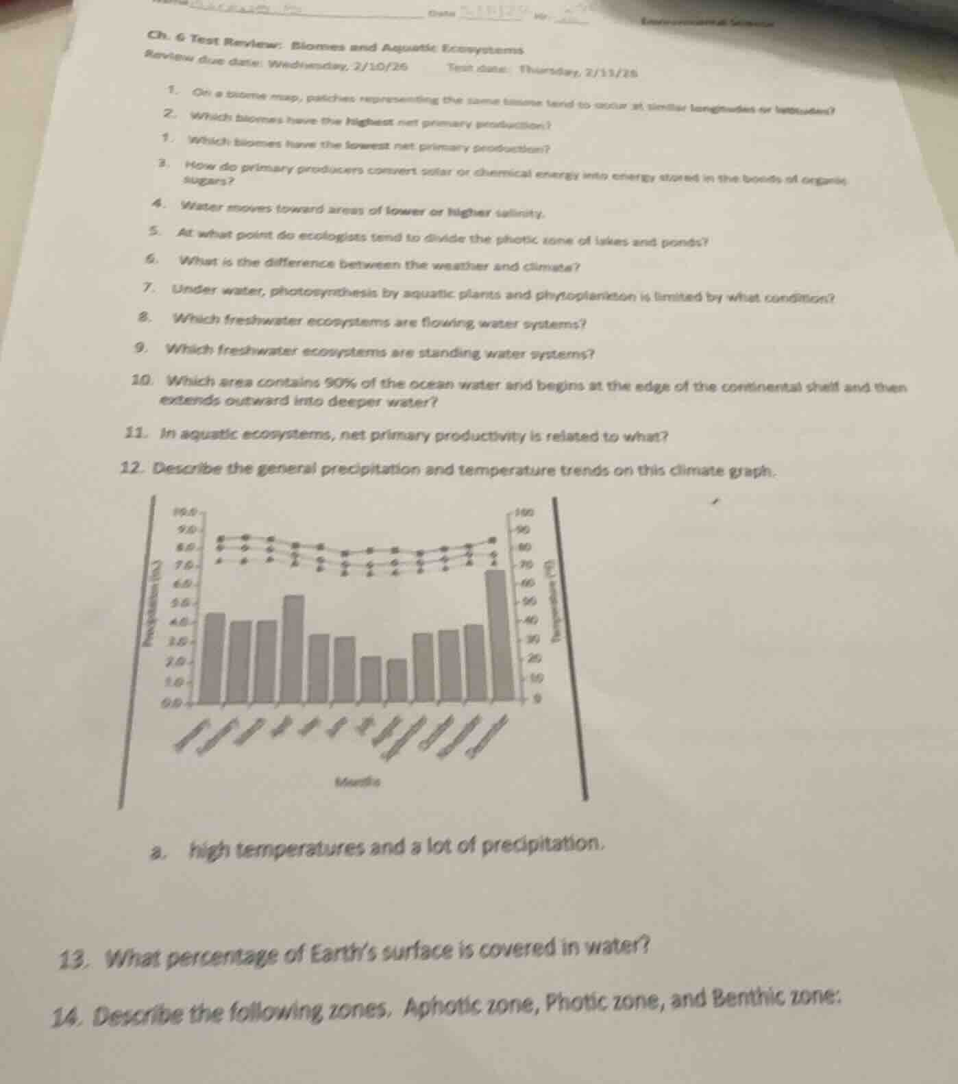 ch. 6 test review: biomes and aquatic ecosystemsreview due date: wednes…