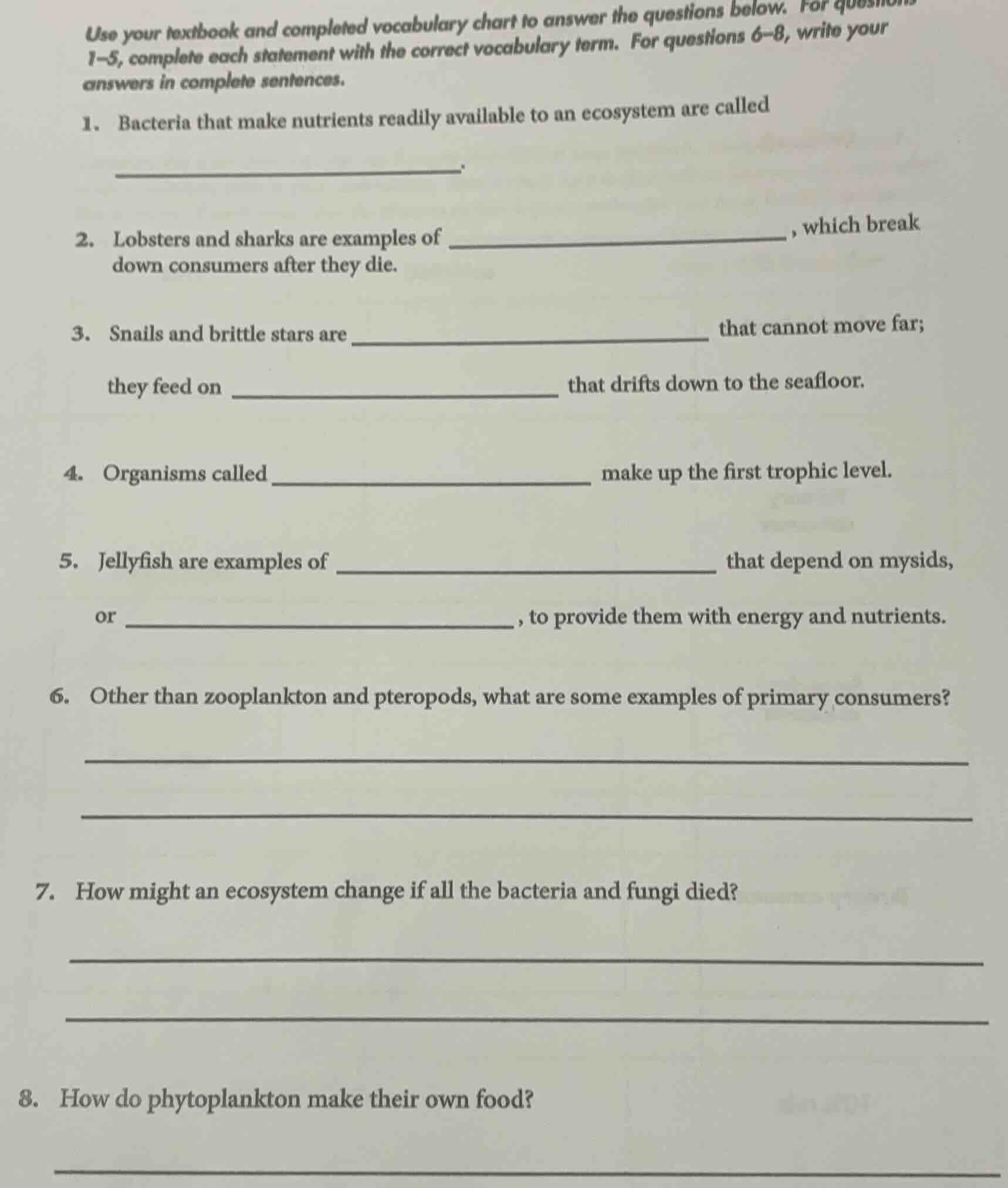 use your textbook and completed vocabulary chart to answer the question…