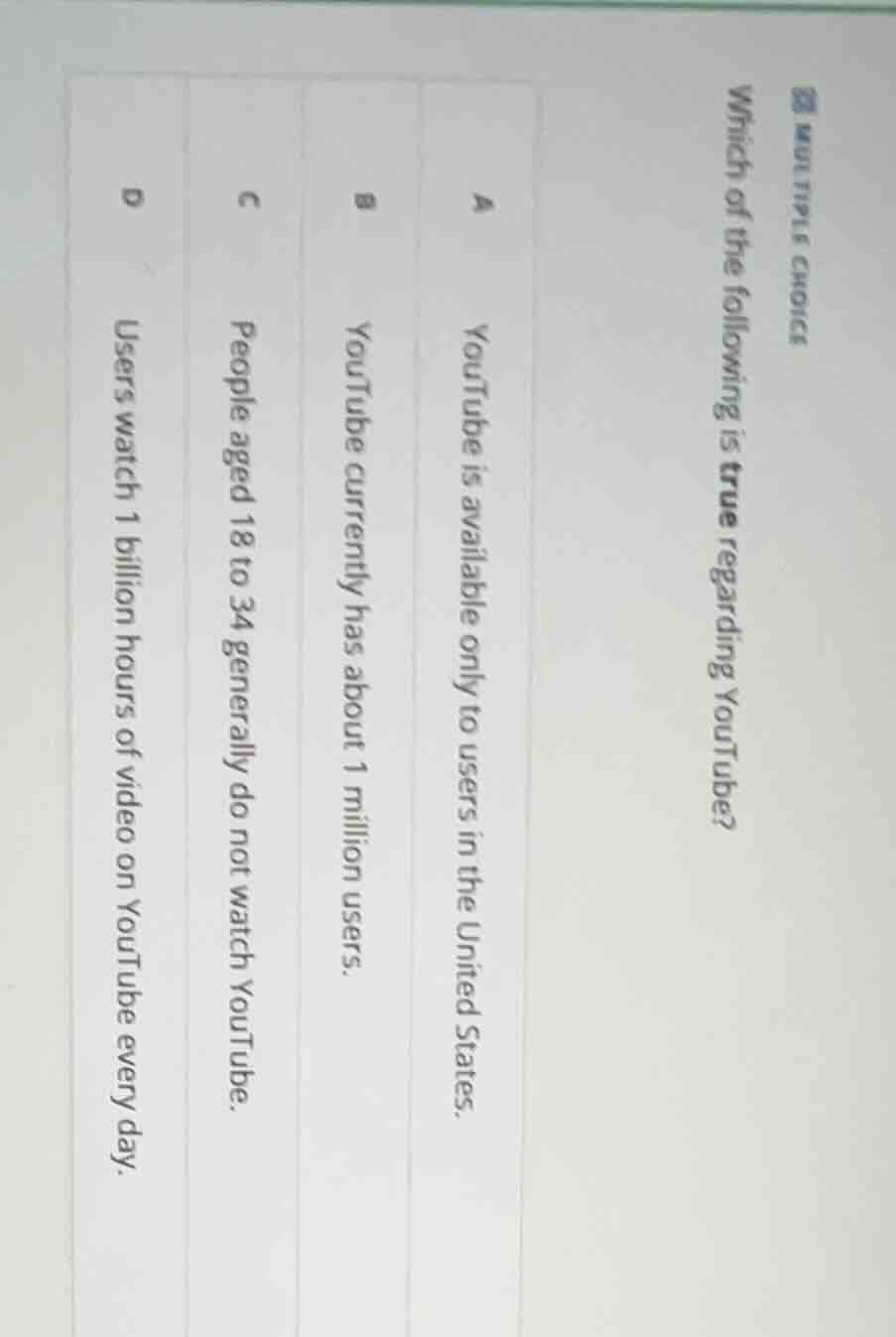 multiple choice which of the following is true regarding youtube? a you…