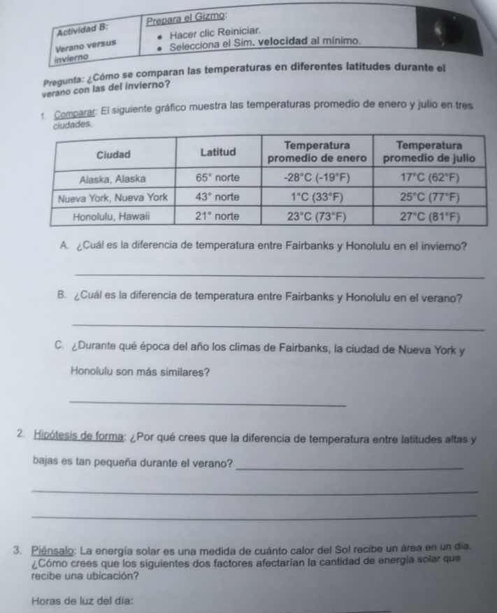 actividad b: verano versus invierno prepara el gizmo: • hacer clic rein…