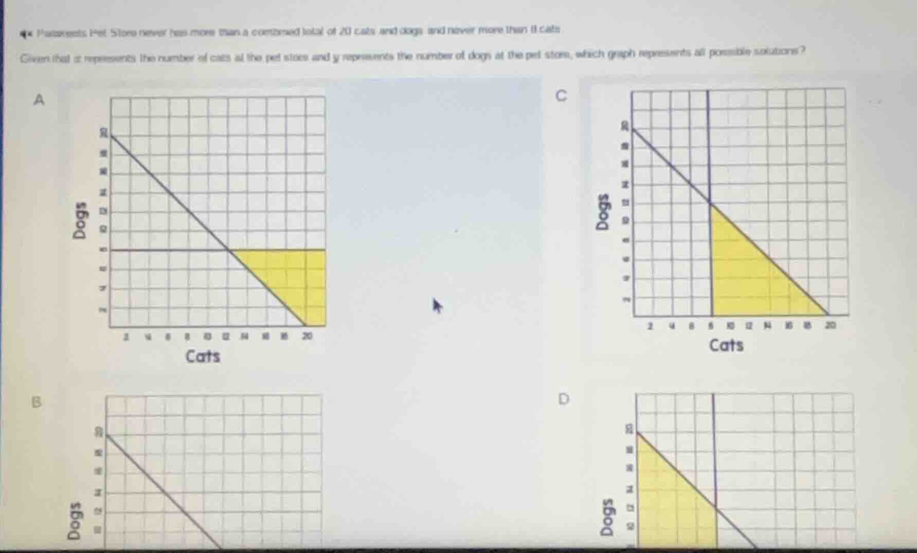 pawsome pet store never has more than a combined total of 20 cats and d…