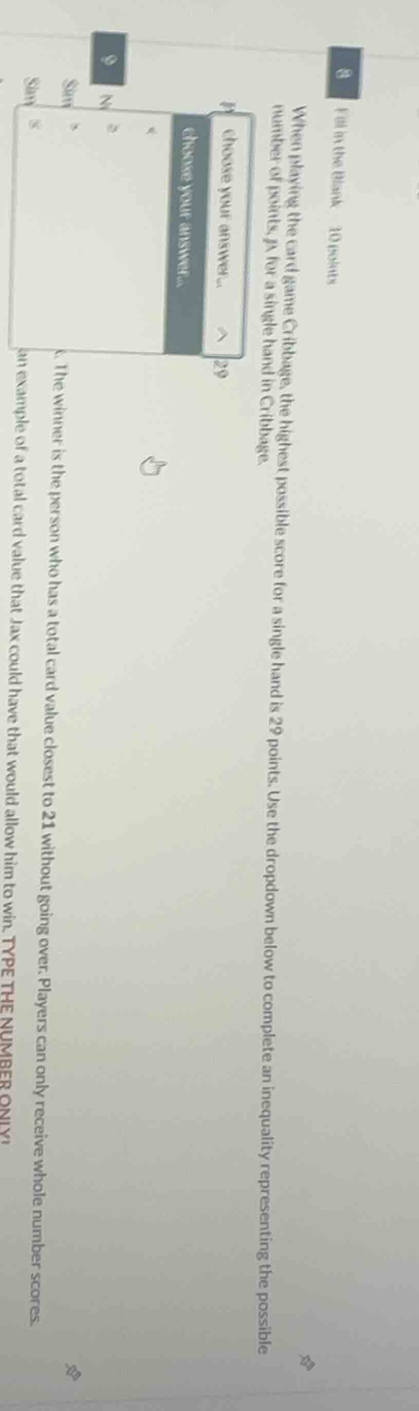 8 fill in the blank 10 points when playing the card game cribbage, the …